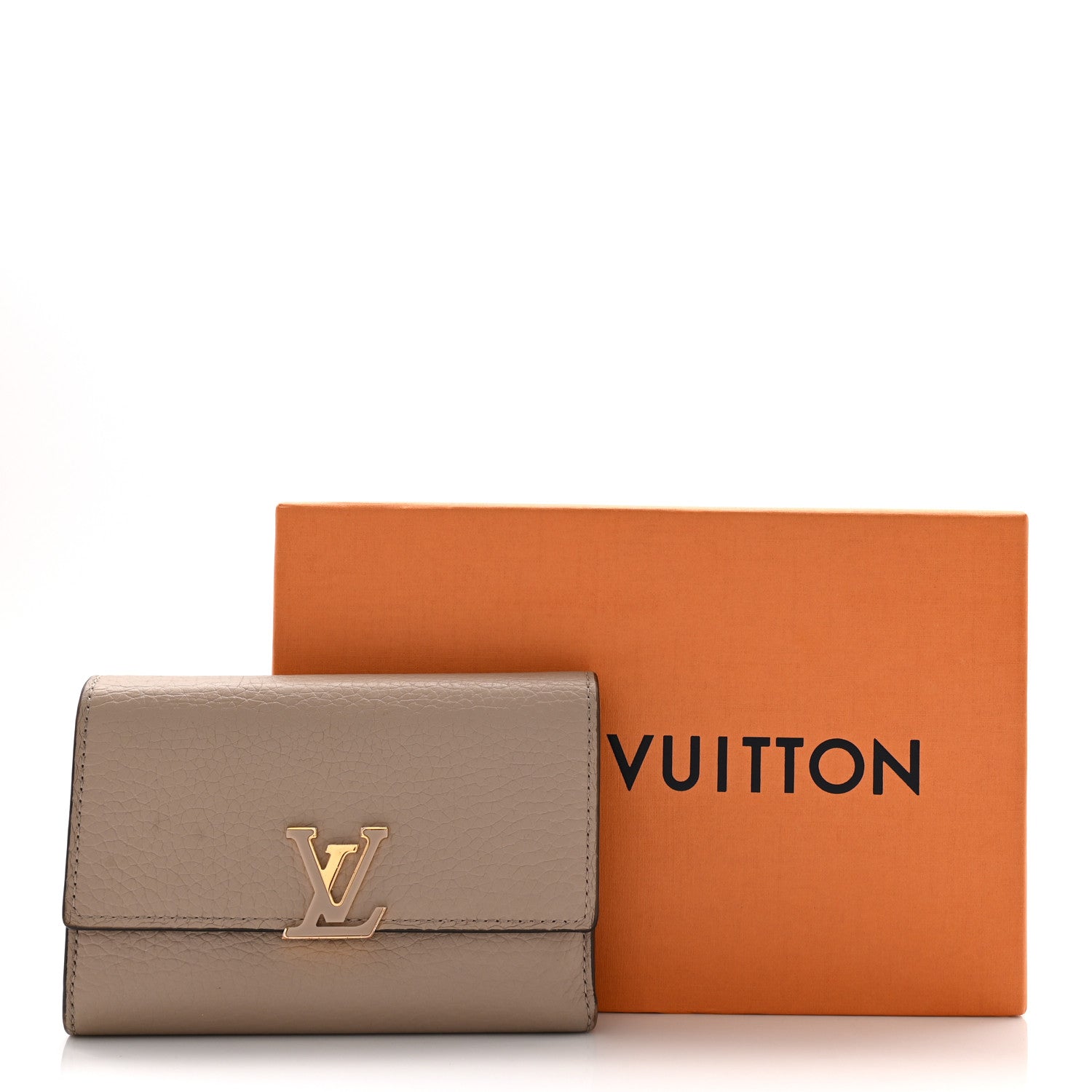 Taurillon Capucines Compact Wallet Galet