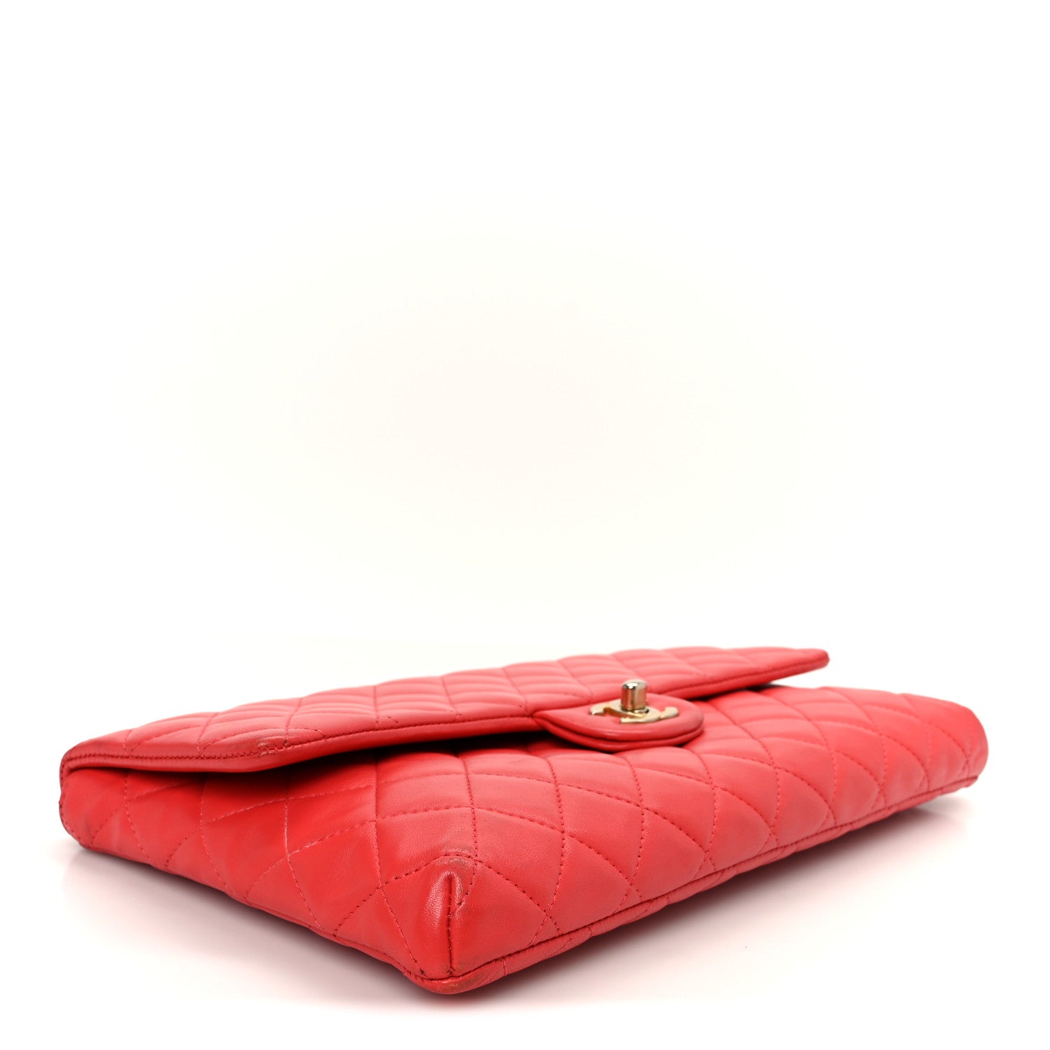 Lambskin Quilted Flap Clutch Red