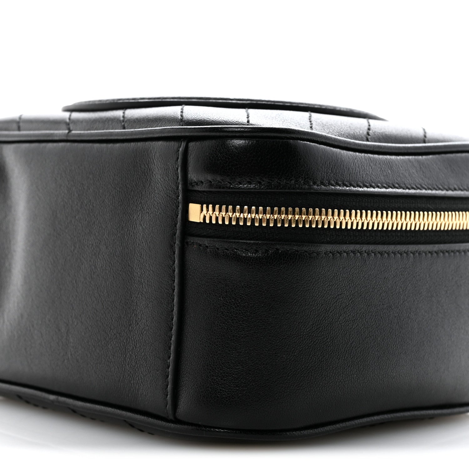 Sakai Be Green Calfskin Diagonal Stitched Blondie Top Handle Bag Black