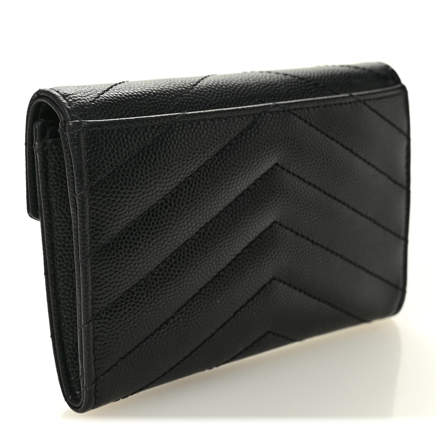 Grain De Poudre Matelasse Chevron Small Monogram Envelope Wallet Black
