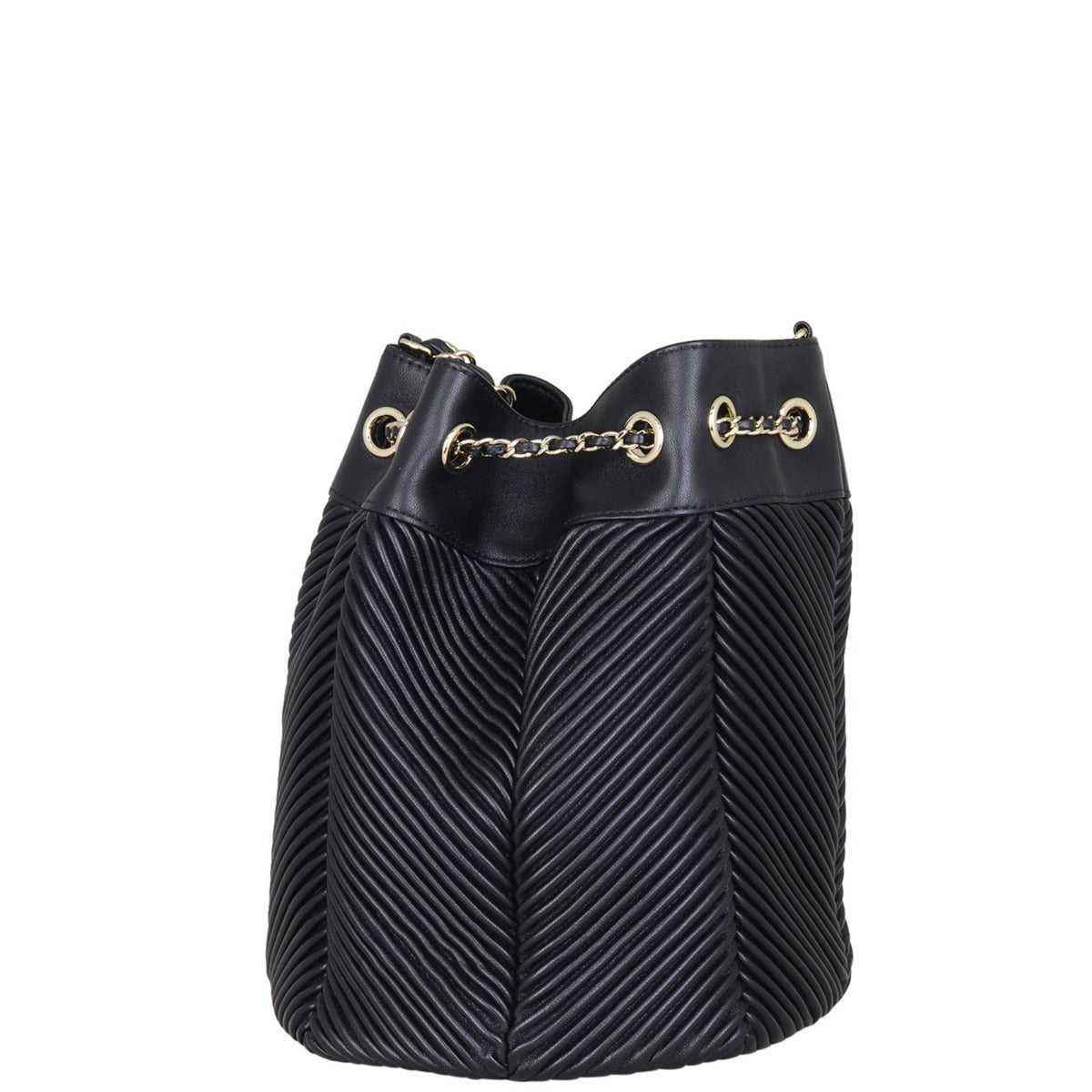 Chanel Drawstring Bucket Bag Chevron