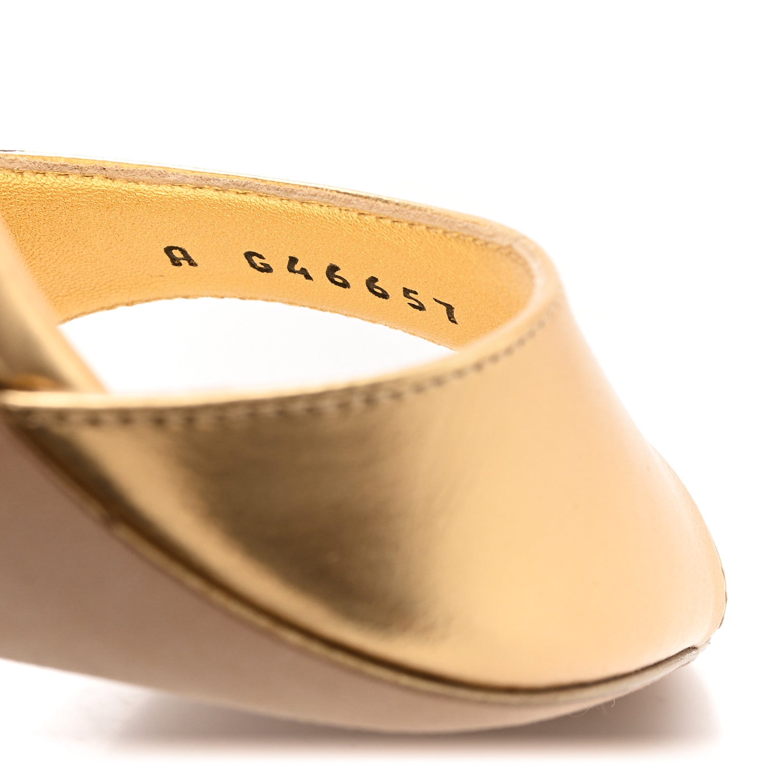 Metallic Lambskin Crystal CC Strappy Sandal 39 Gold