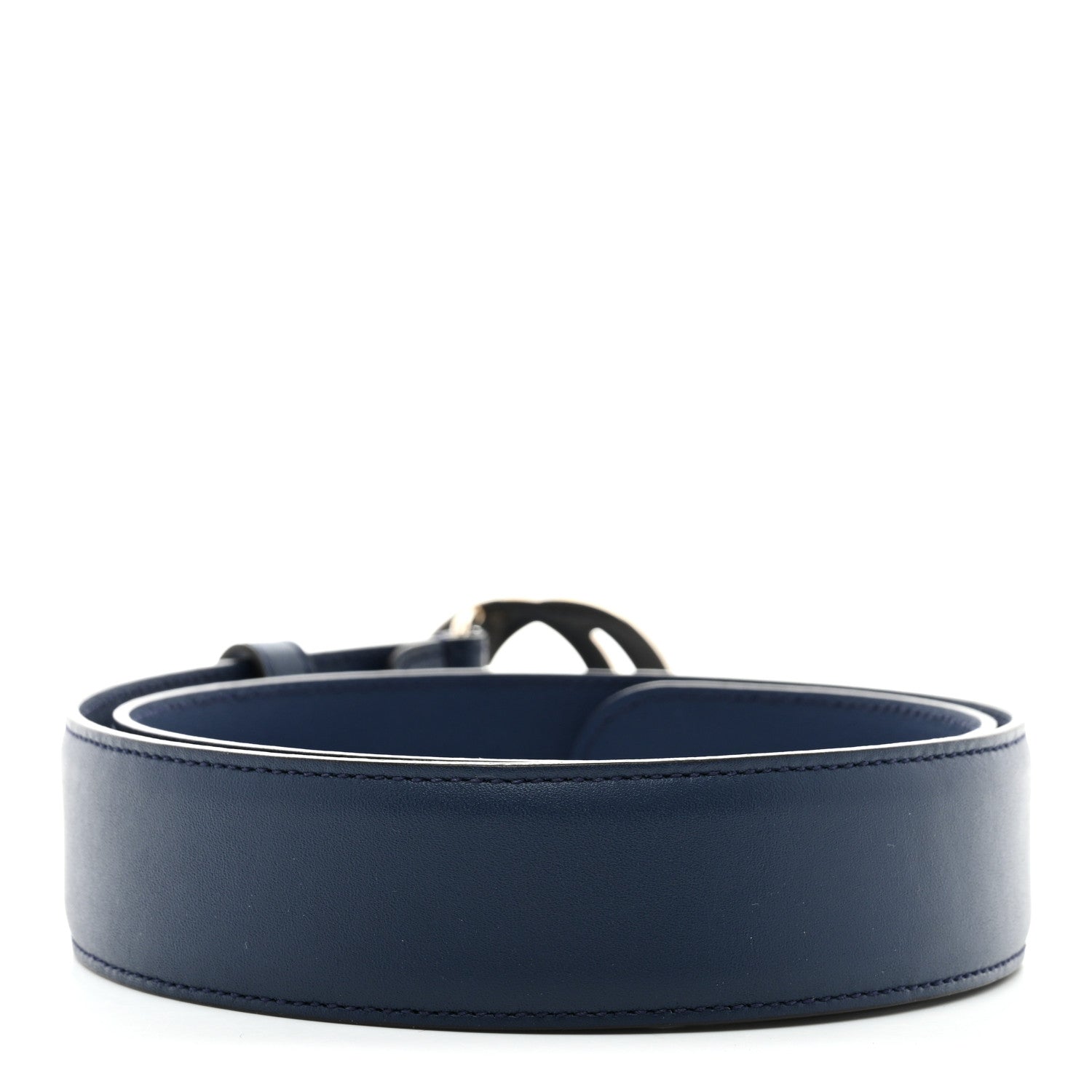 Moon Calfskin Interlocking G 37mm Belt 75 30 Cobalt Blue