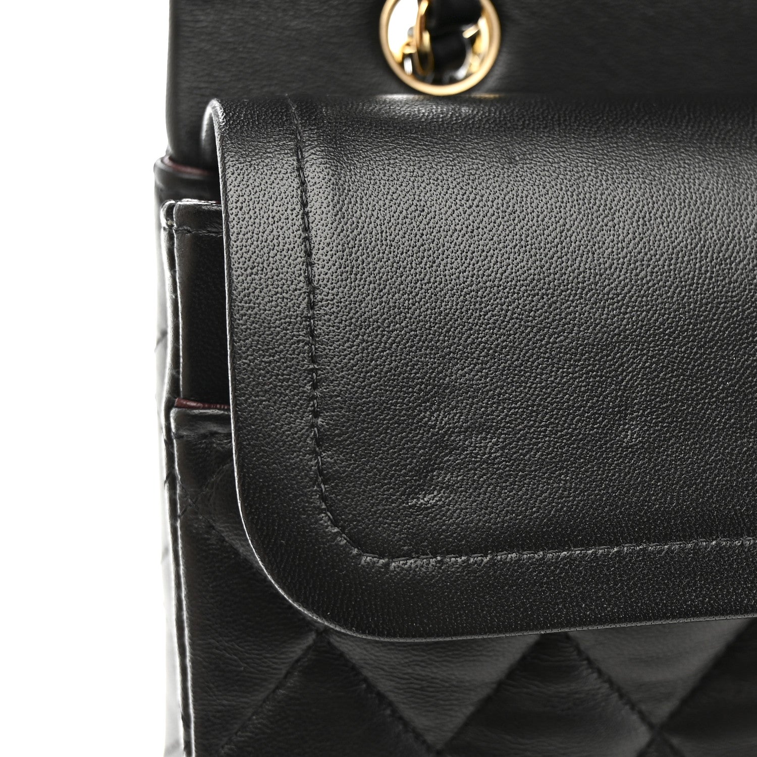 Lambskin Quilted Medium Double Flap Black