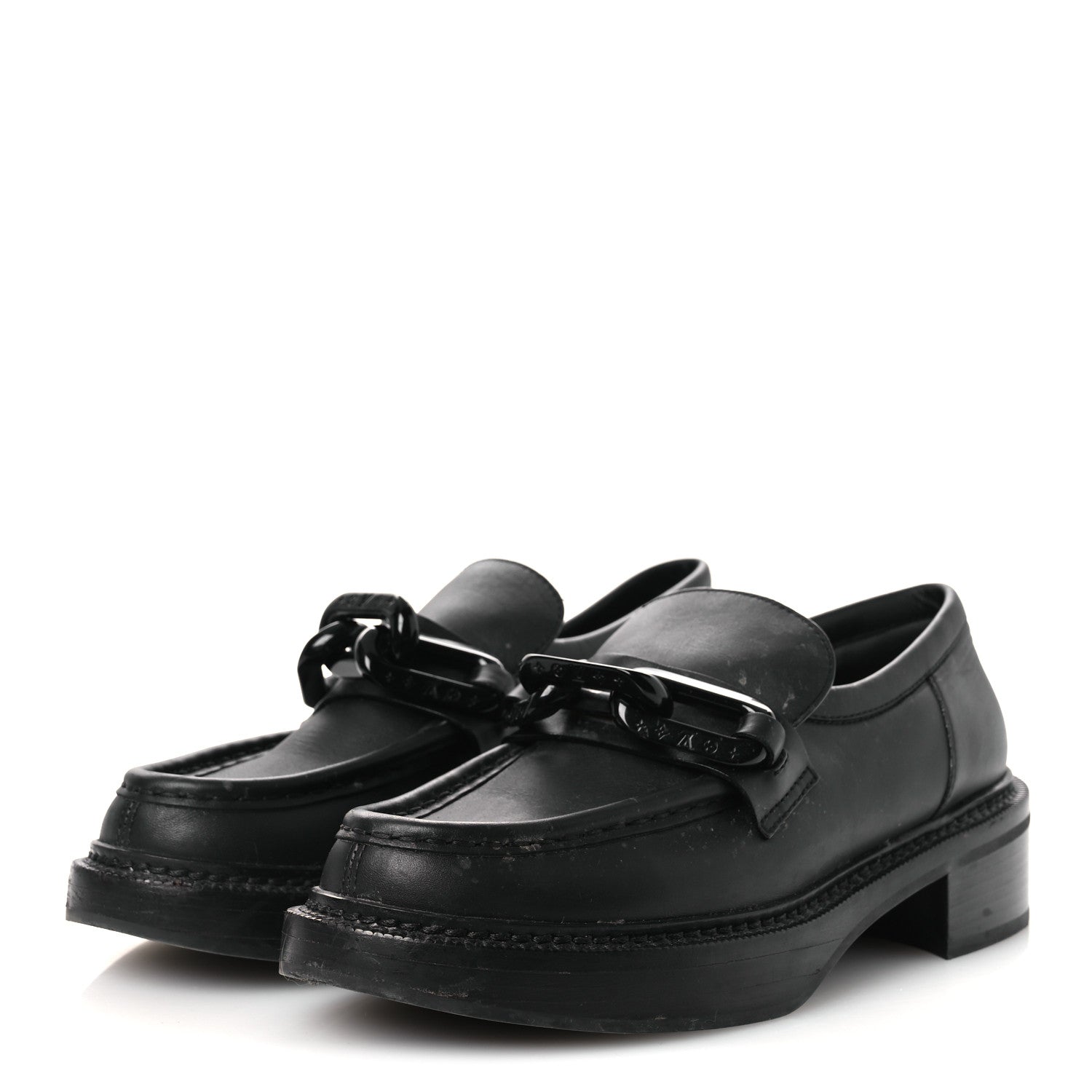 Calfskin Oversized Chain Academy Loafers 39 Black