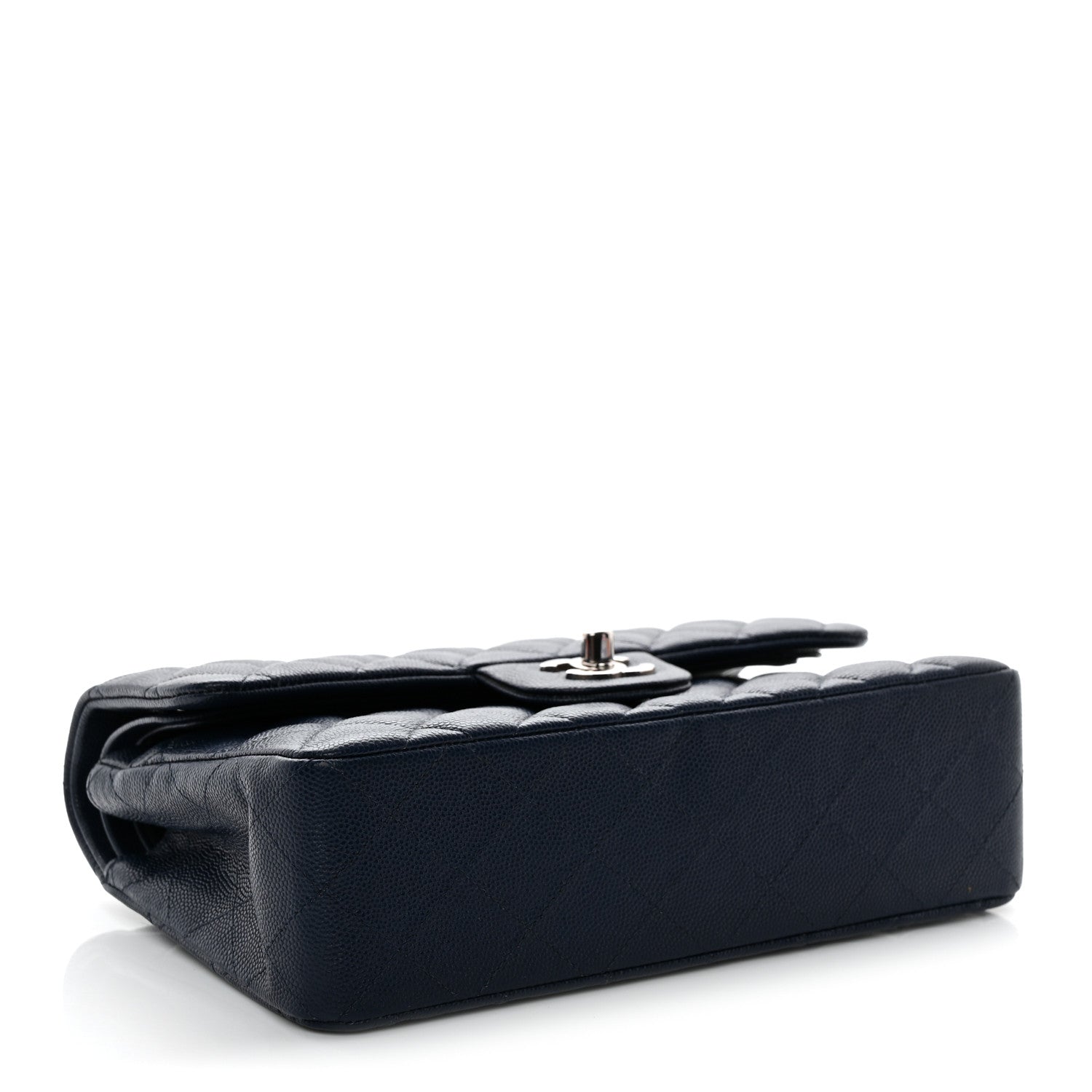 Caviar Quilted Small Double Flap Blue
