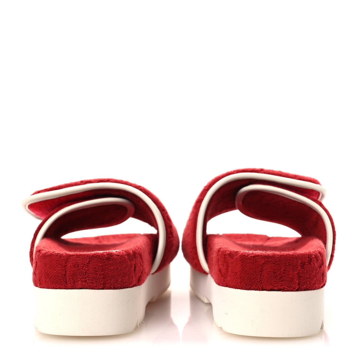X ADIDAS Terry Cloth GG Monogram Womens Platform Sandals 38 Maple Red Off White