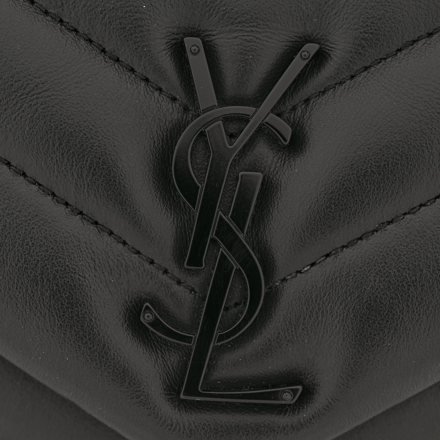 Calfskin Y Quilted Monogram Monochrome Small Loulou Chain Satchel Black
