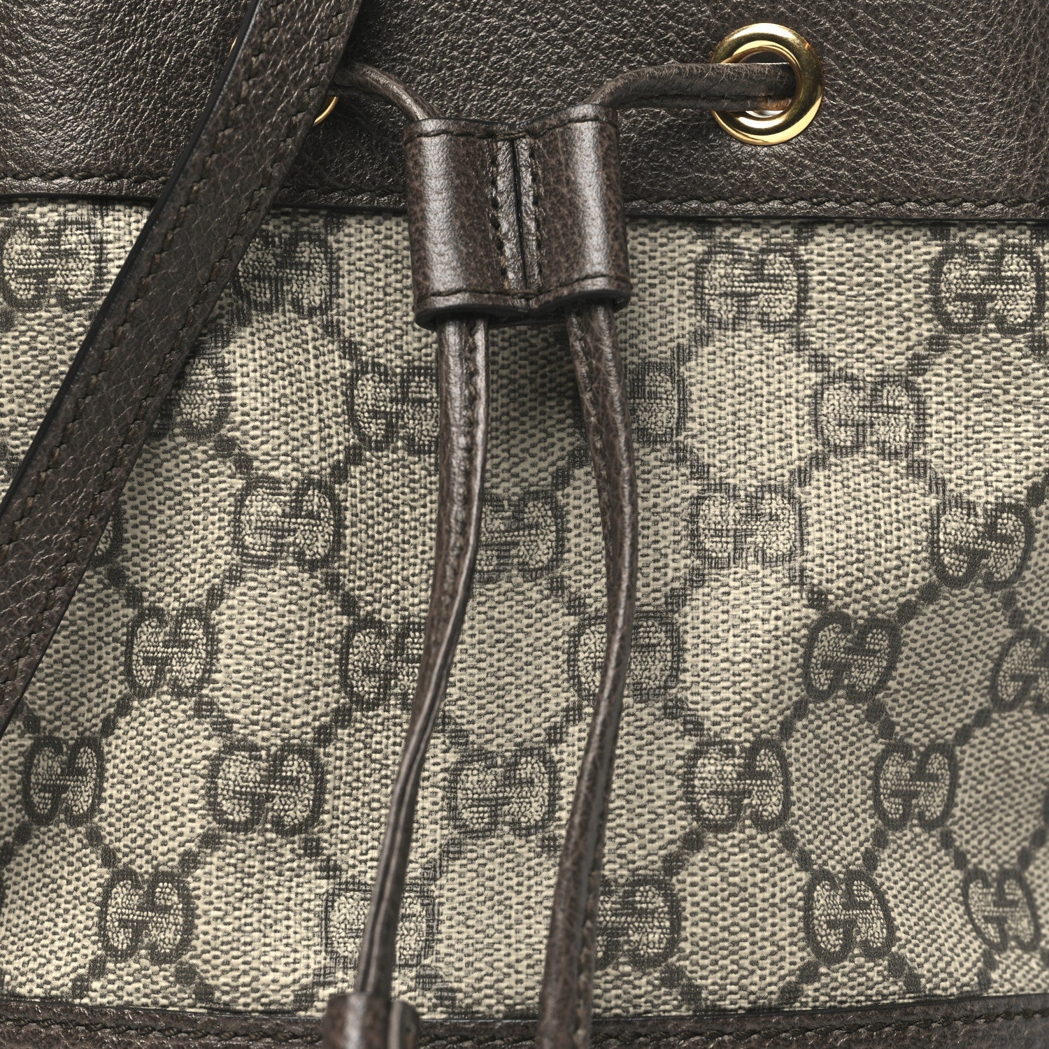 GG Supreme Monogram Web Mini Ophidia Bucket Bag Brown
