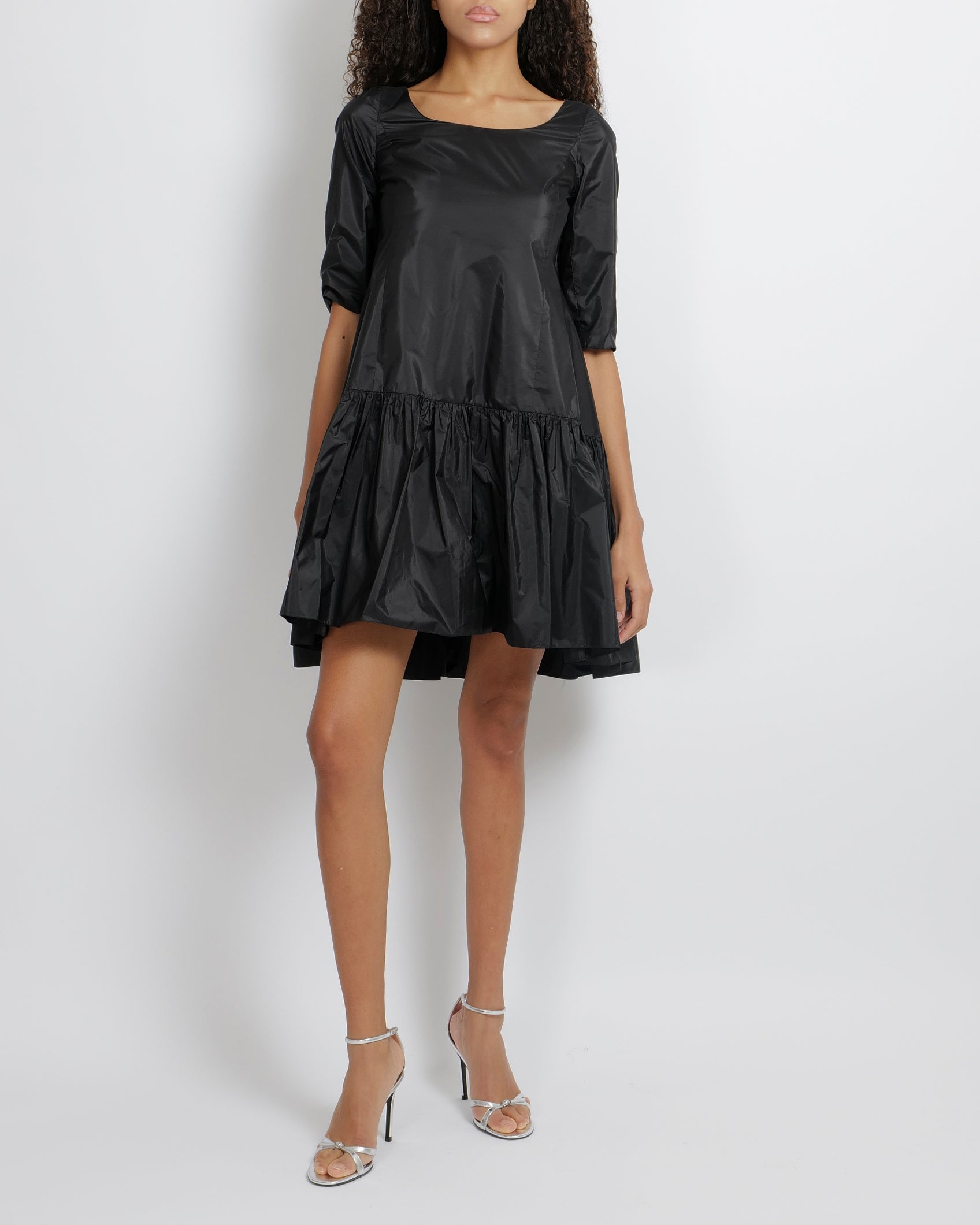 Christian Dior Black Silk Mini Dress with Ruffled Skirt Detail Size FR 34 (UK 6)