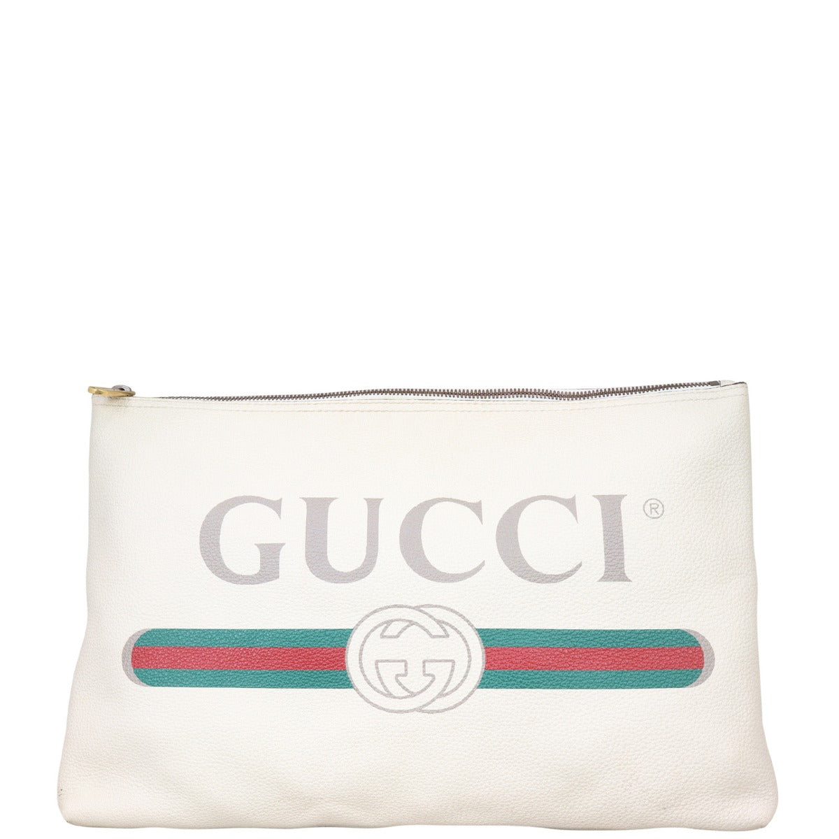 Gucci Logo Print Leather Pouch