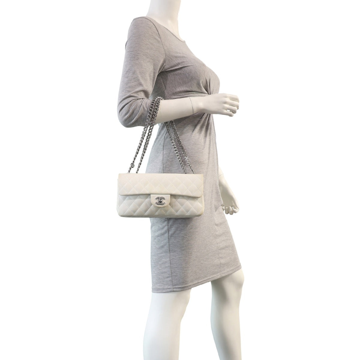 Chanel East-West Flap Bag | White