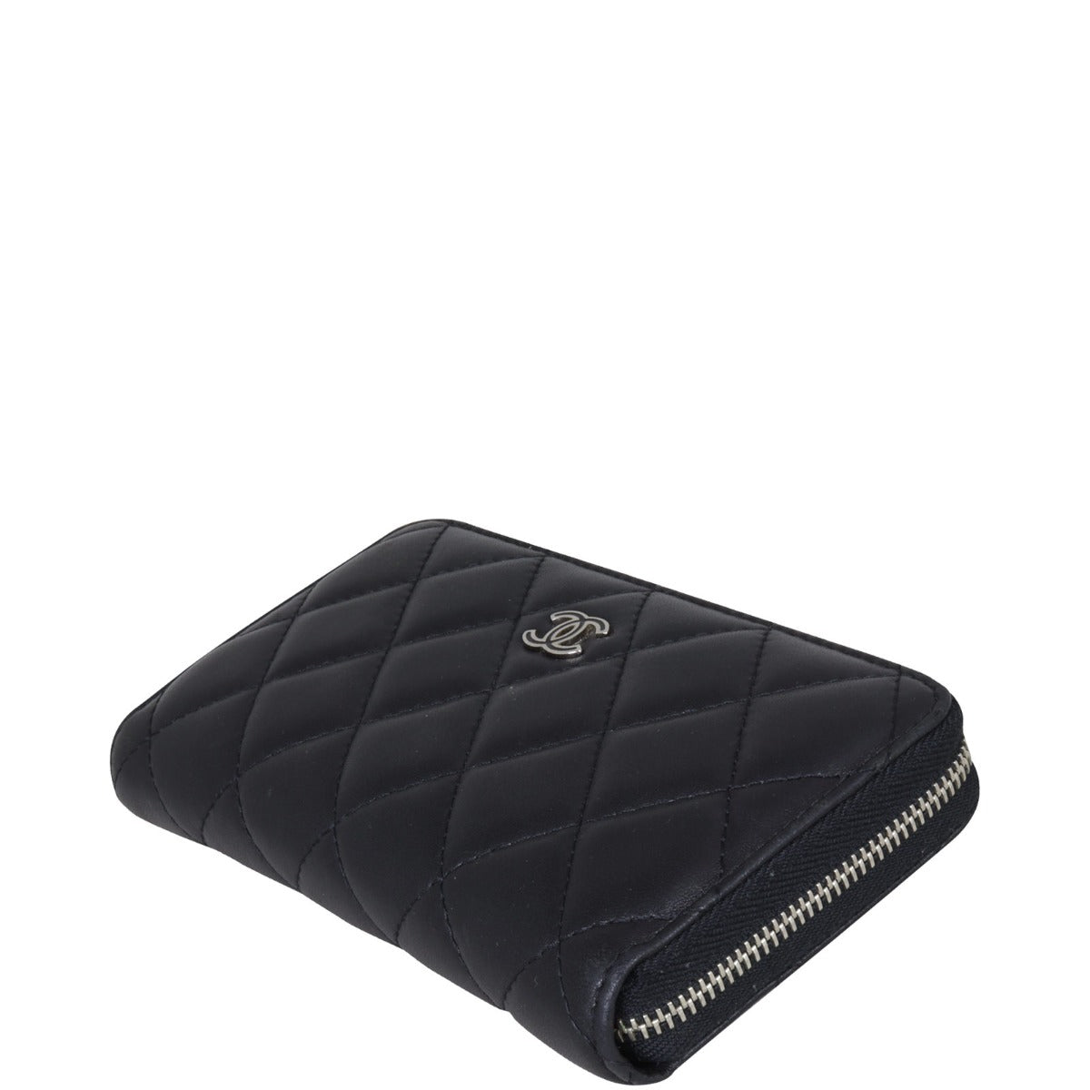 Chanel Small Zip Around Wallet | Black Lambskin