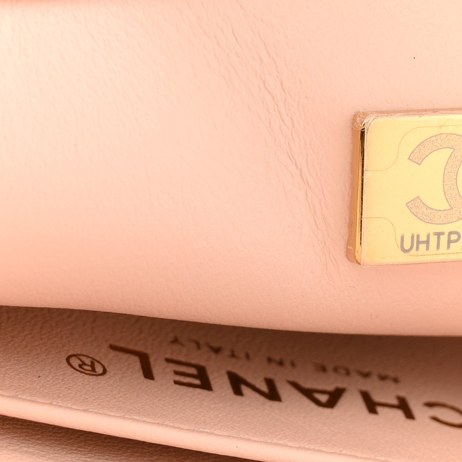 Lambskin Quilted Mini Rectangular Pearl Crush Flap Light Beige