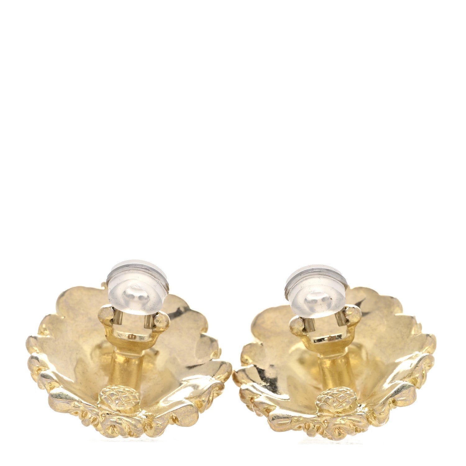 Crystal Lion Head Clip On Earrings Aged Gold Green