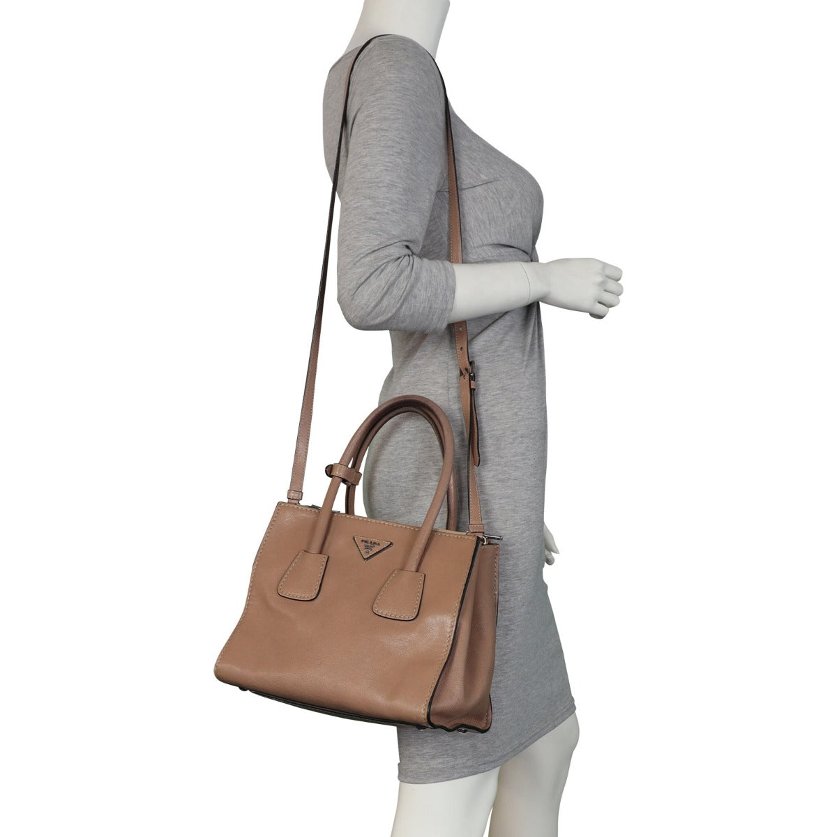 Prada Twin Pocket Glace Calfskin Tote Small