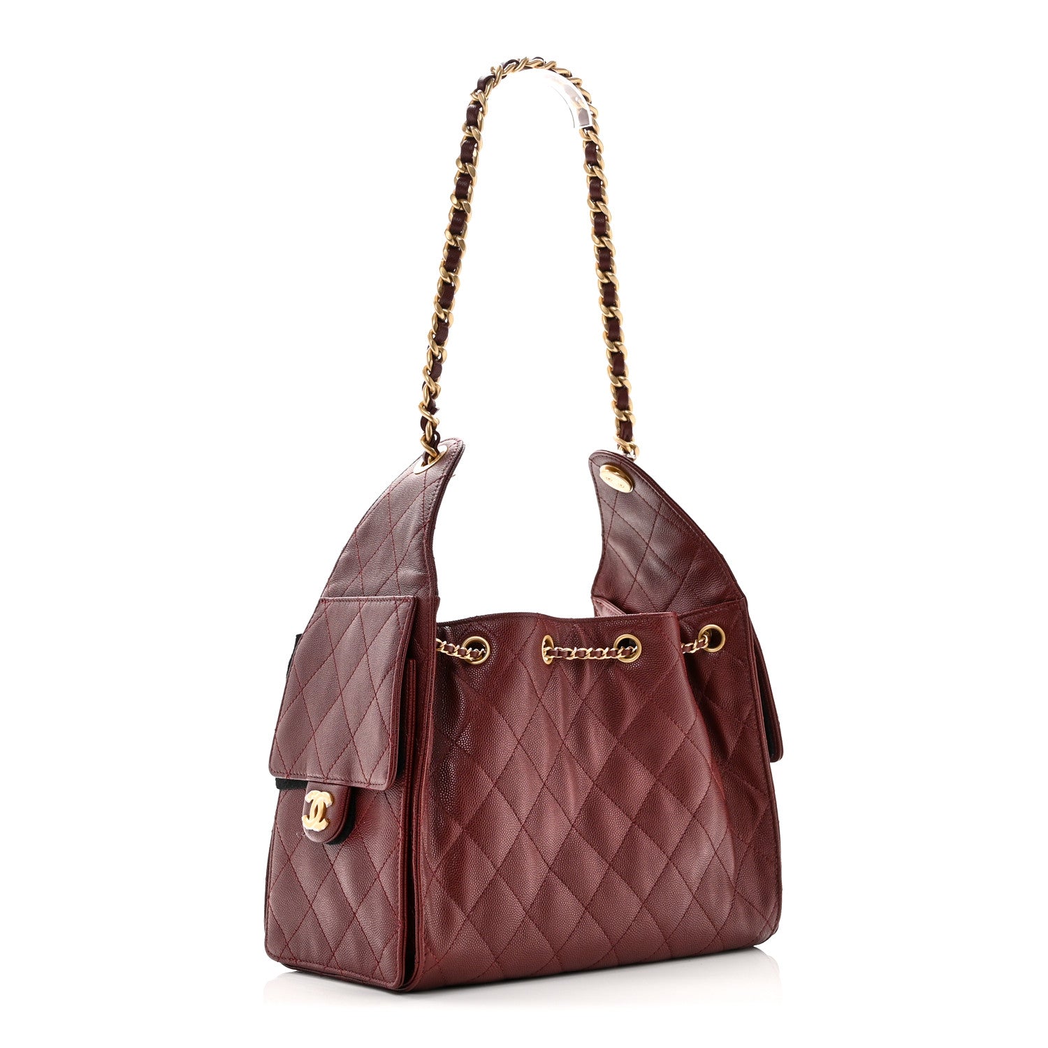 Caviar Quilted Small Chanel 25 Handbag Burgundy