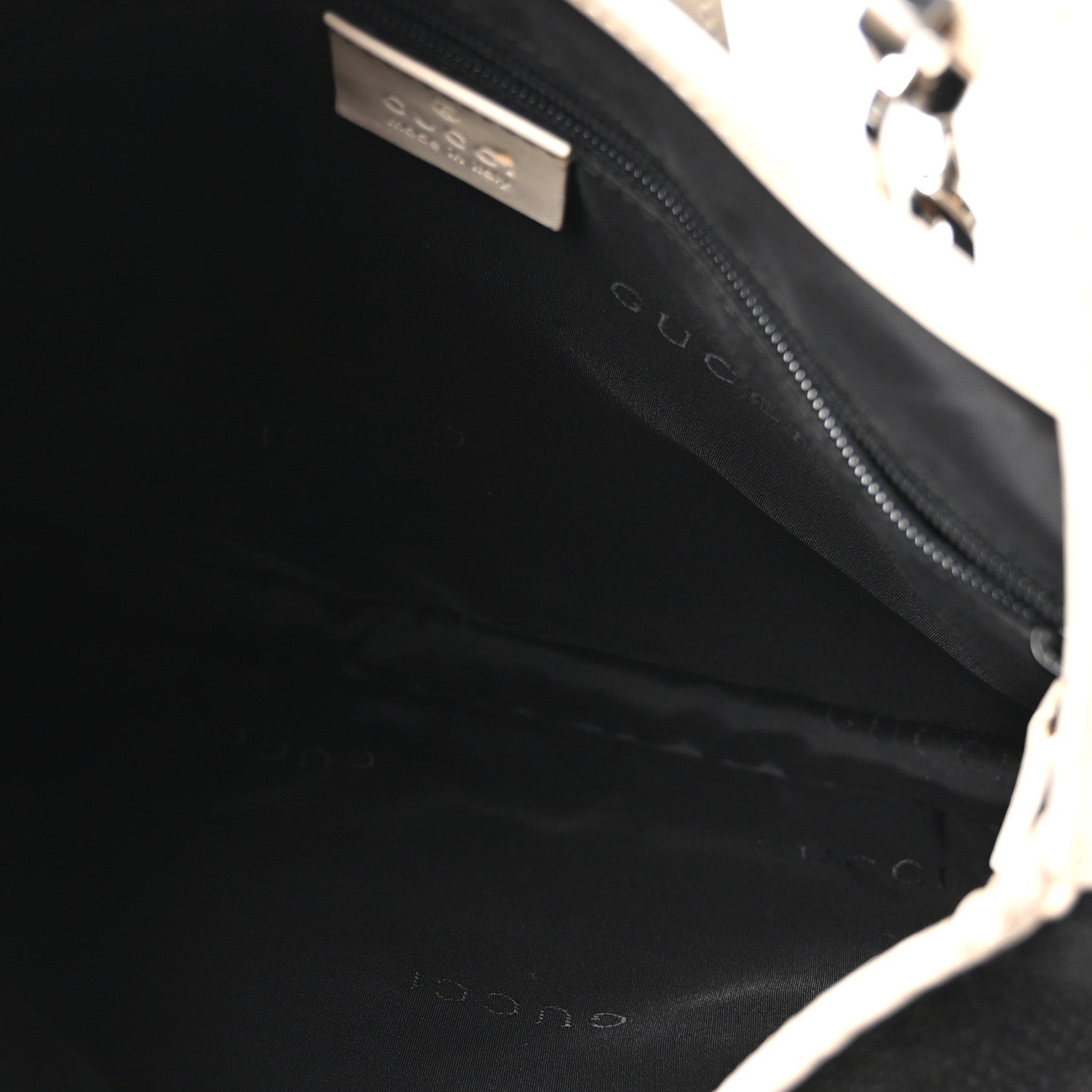 Canvas Calfskin Jackie O Chain Hobo White Black