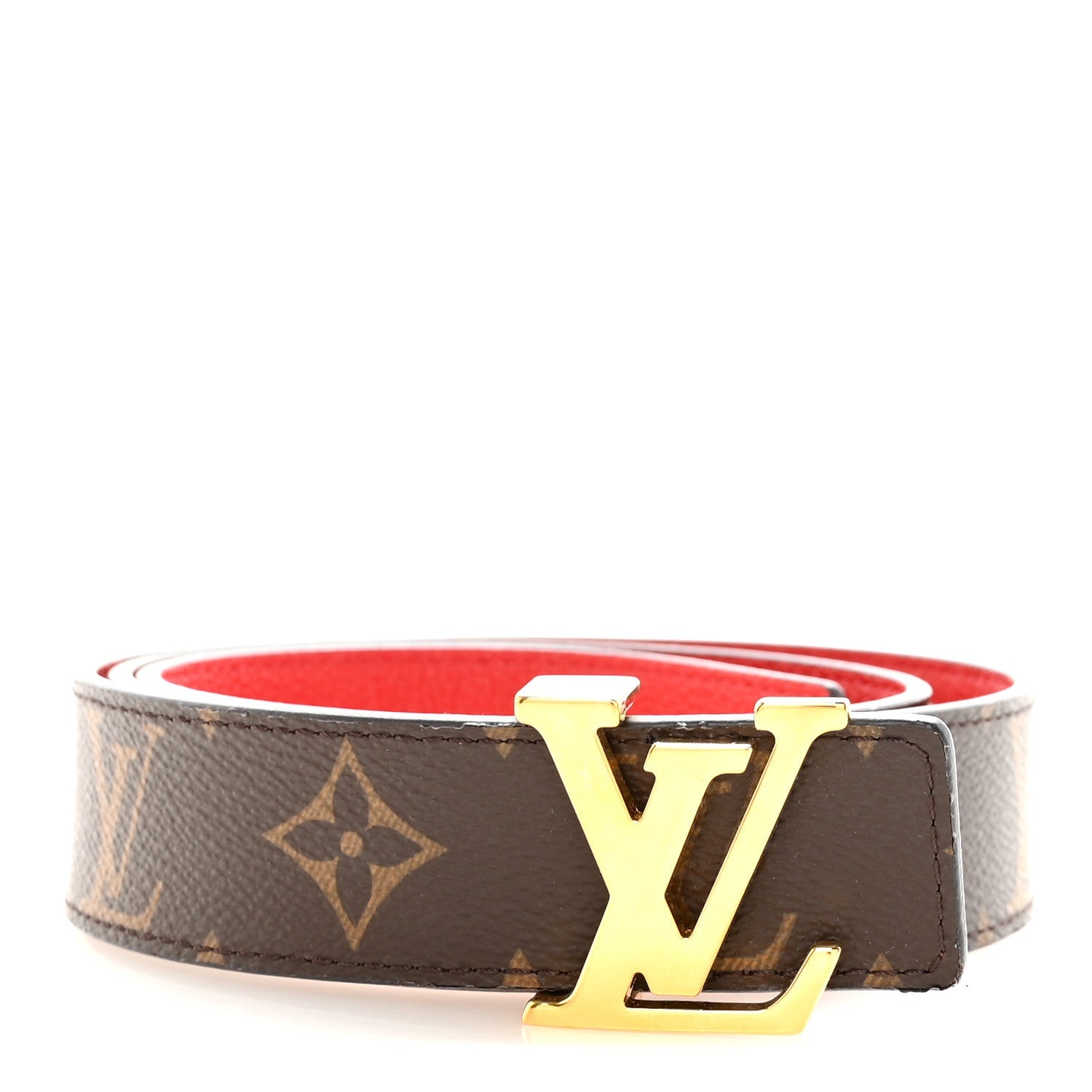 Monogram 30mm LV Initiales Reversible Belt 80 32 Coquelicot