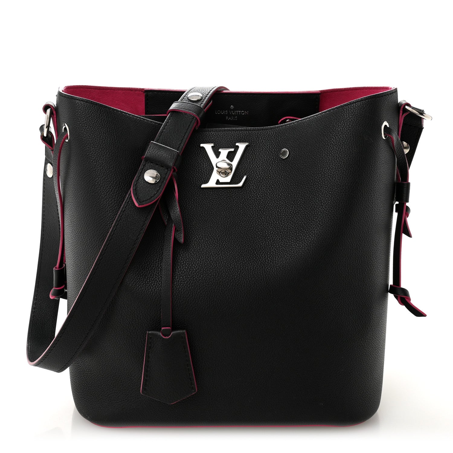 Calfskin Lockme Bucket Black