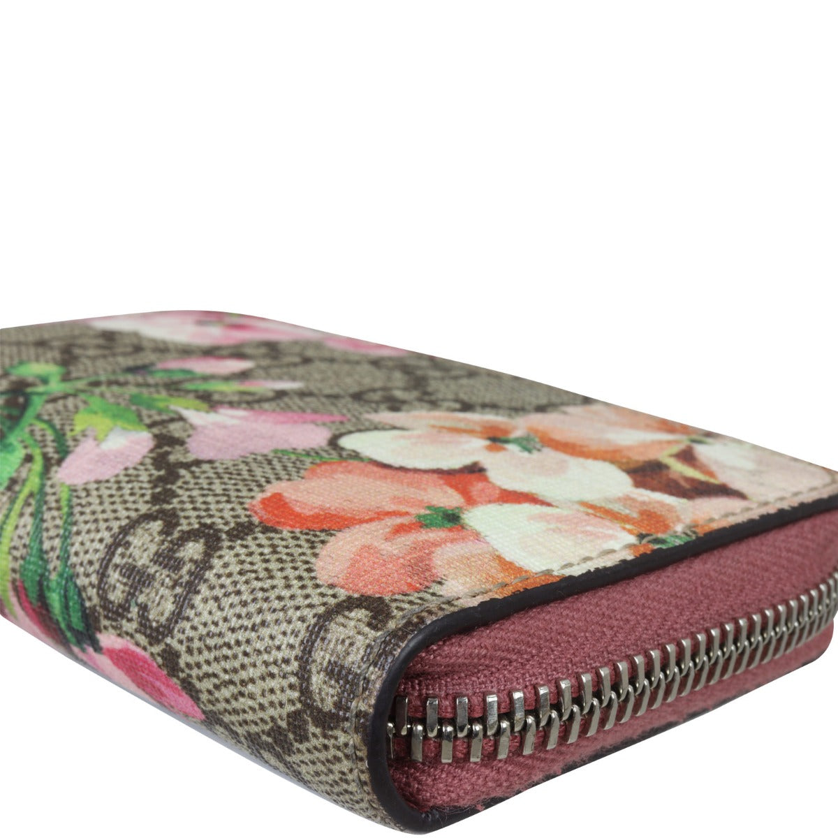 Gucci GG Supreme Blooms Zip Around Card Case
