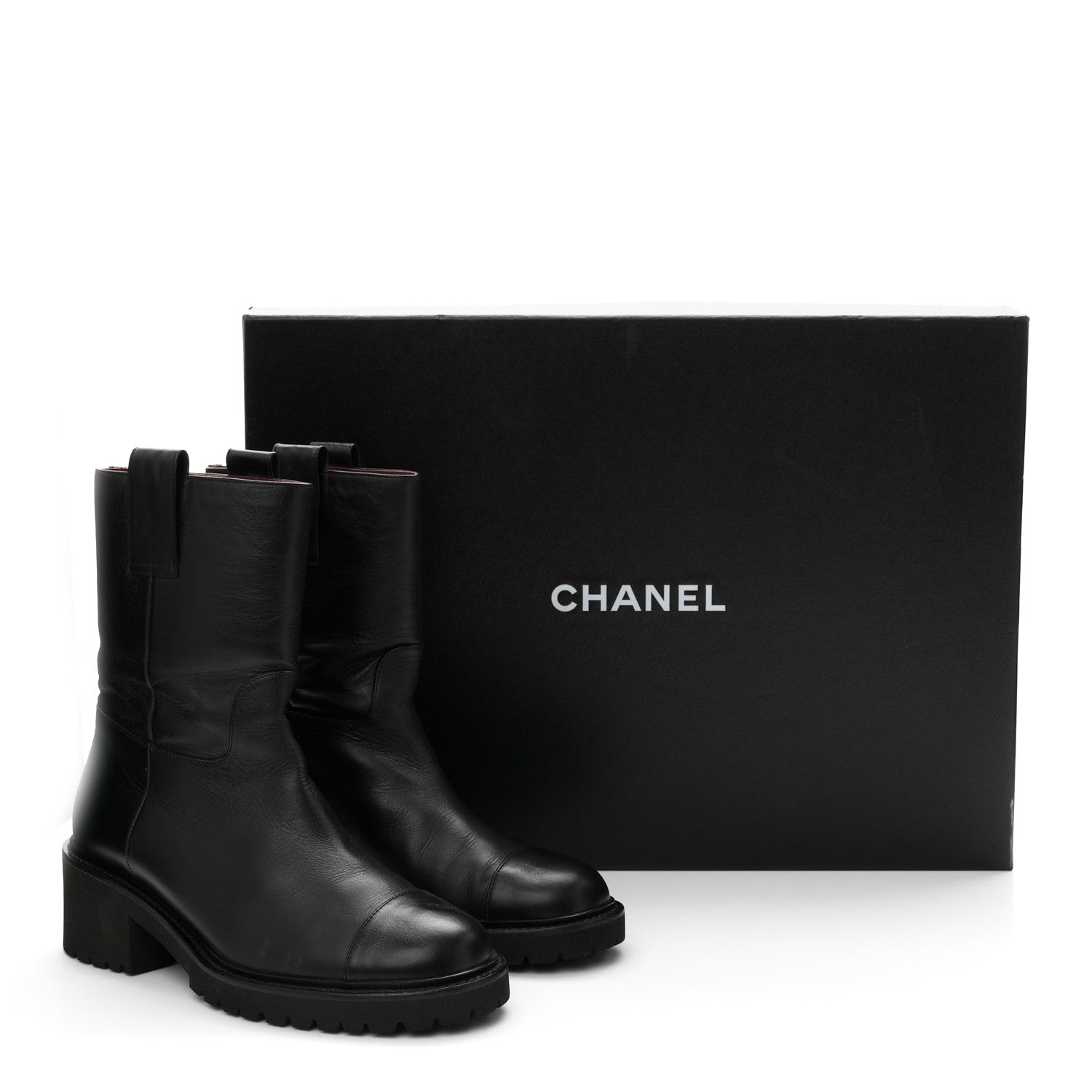 Calfskin CC Ankle Boots 37.5 Black
