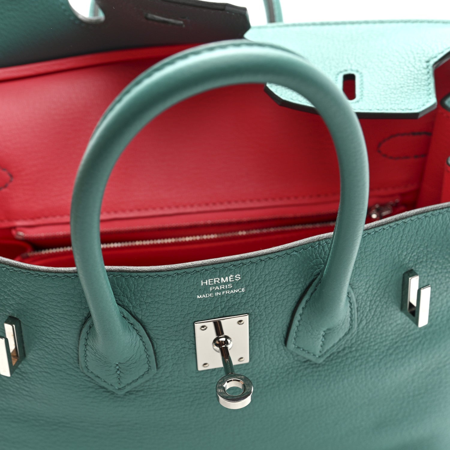 Taurillon Novillo Verso Birkin 25 Vert Verone Rose Lipstick