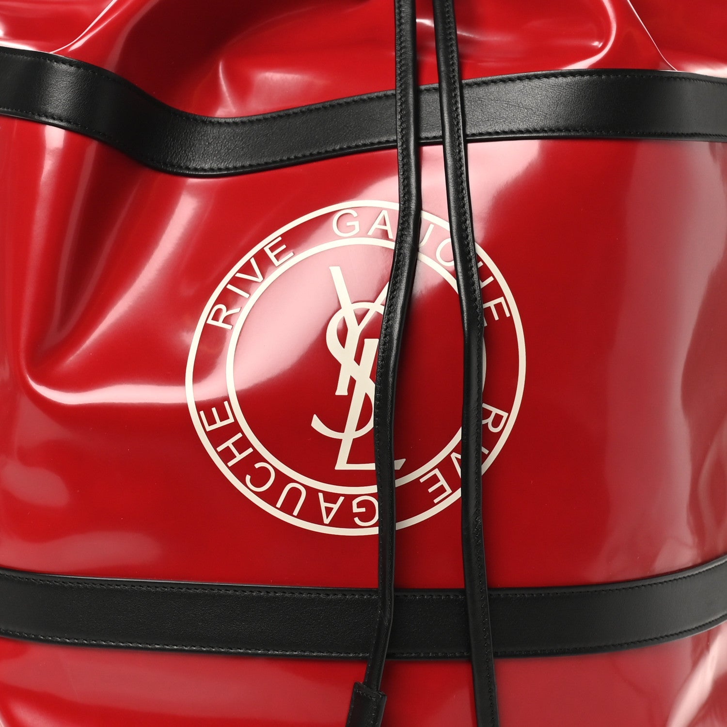 PVC Calfskin Rive Gauche Sling Bag Wax Red
