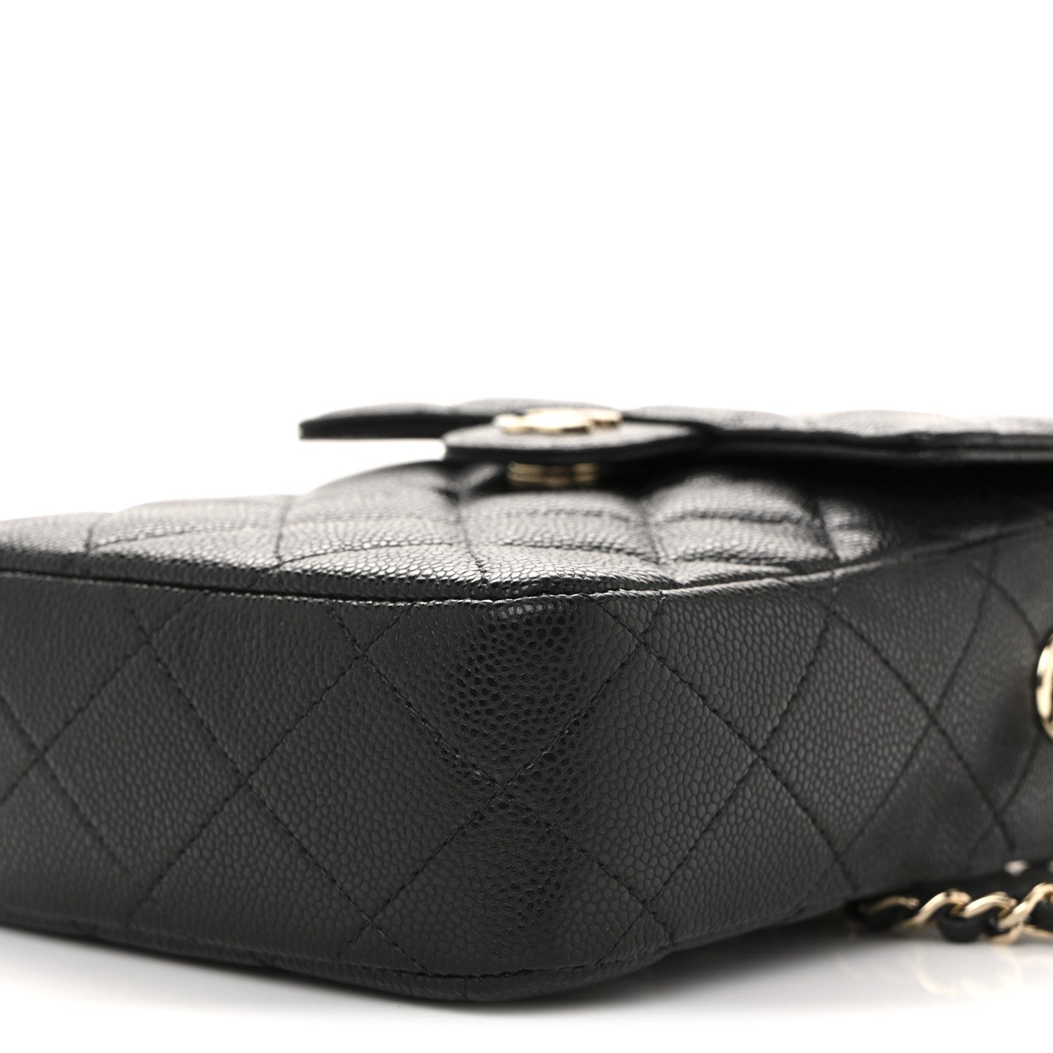 Caviar Quilted Vertical Flap With Chain Black