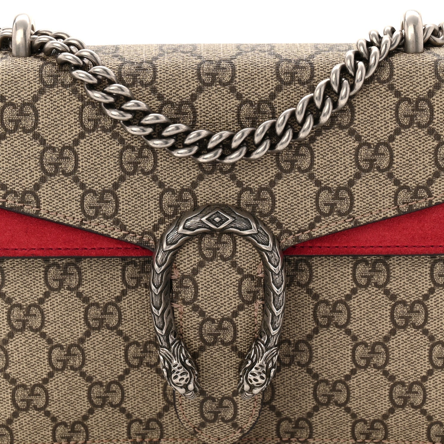GG Supreme Monogram Mini Dionysus Shoulder Bag Hibiscus Red