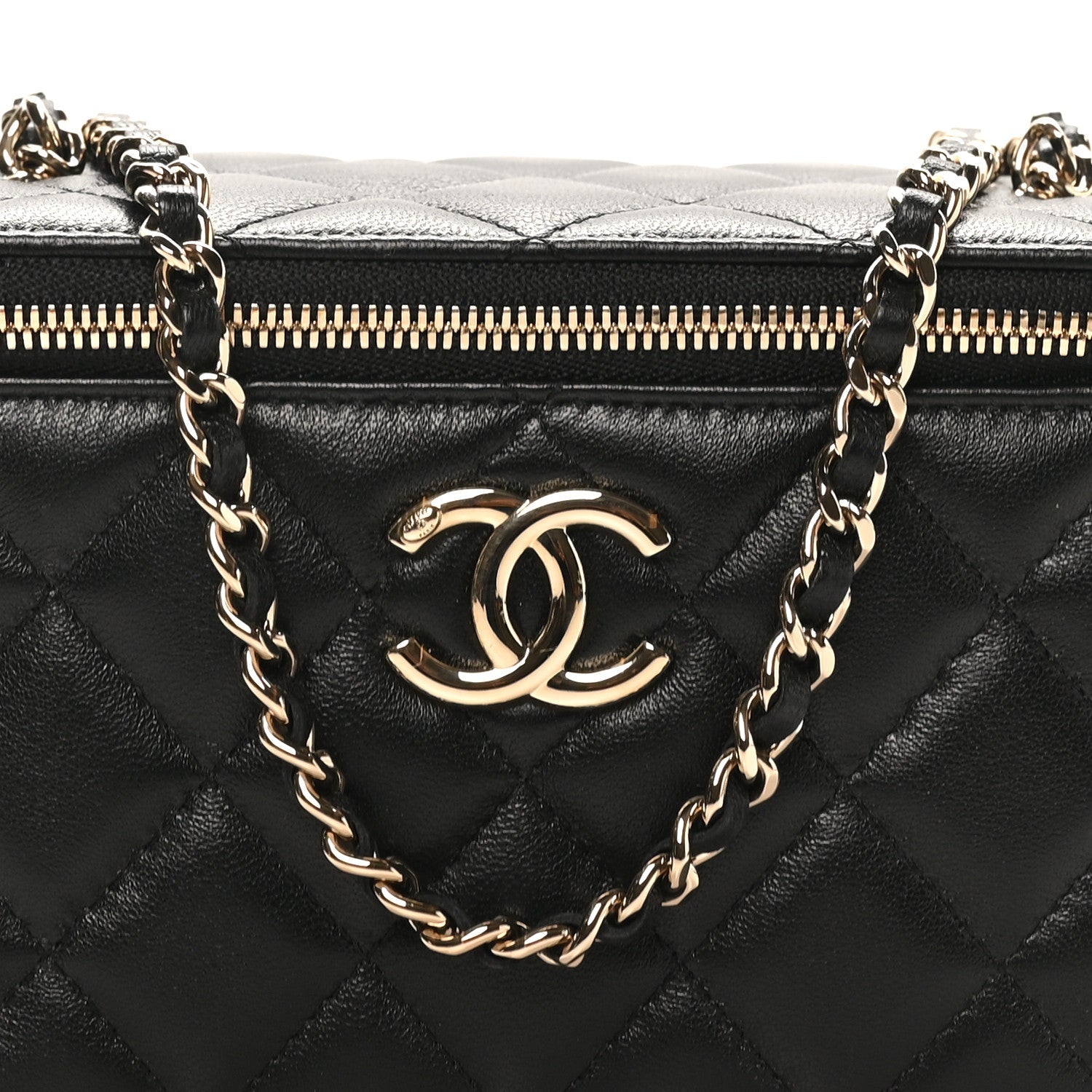 Lambskin Quilted Small CC Vanity Case Black