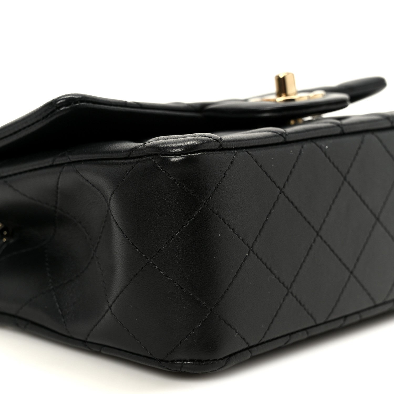 Lambskin Quilted Mini Rectangular Flap Black