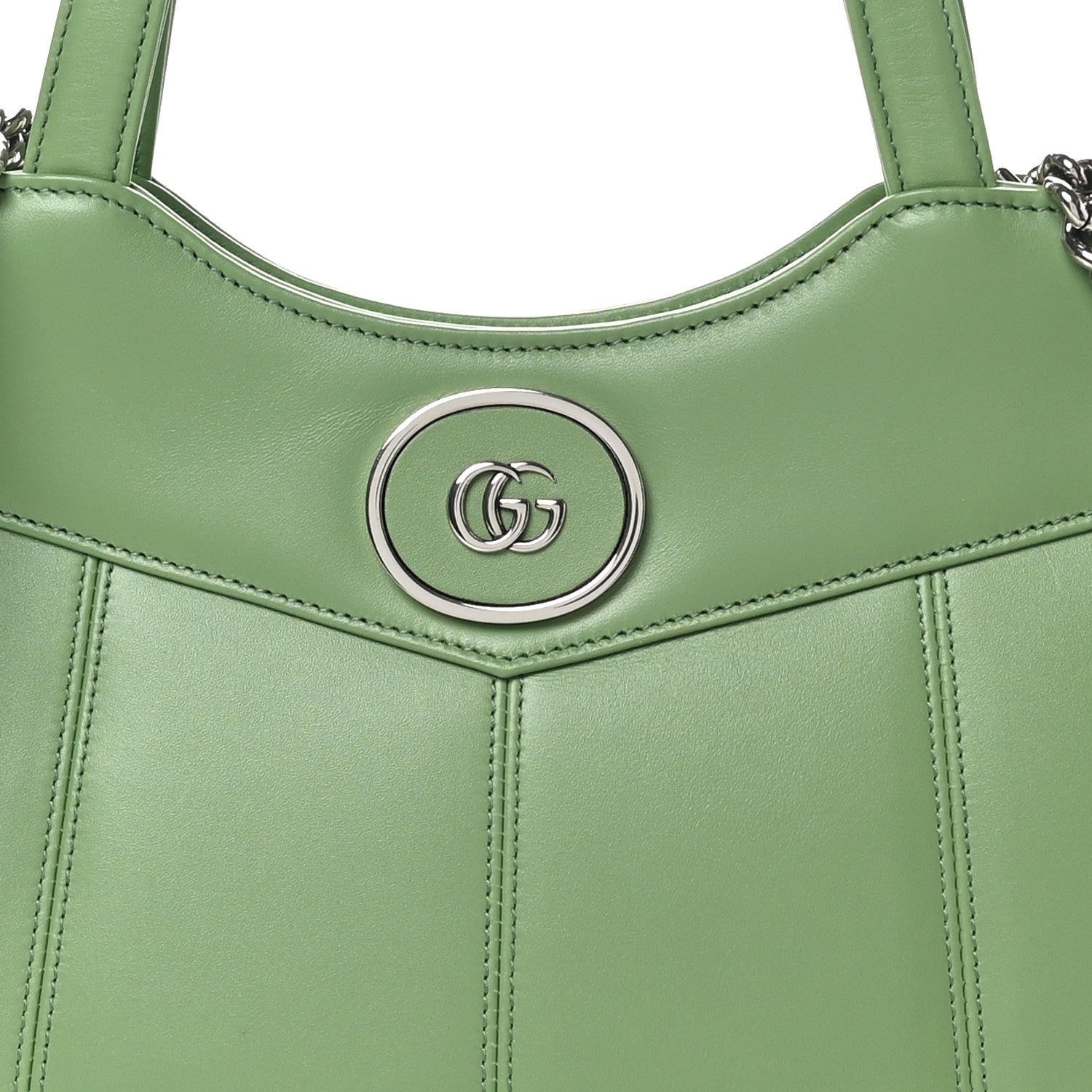 Senna Calfskin Petite GG Small Tote Bag Green Soil Grass