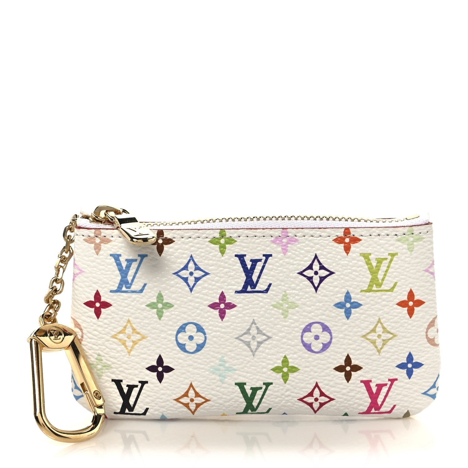 LV X TM Monogram Multicolor Key Pouch White