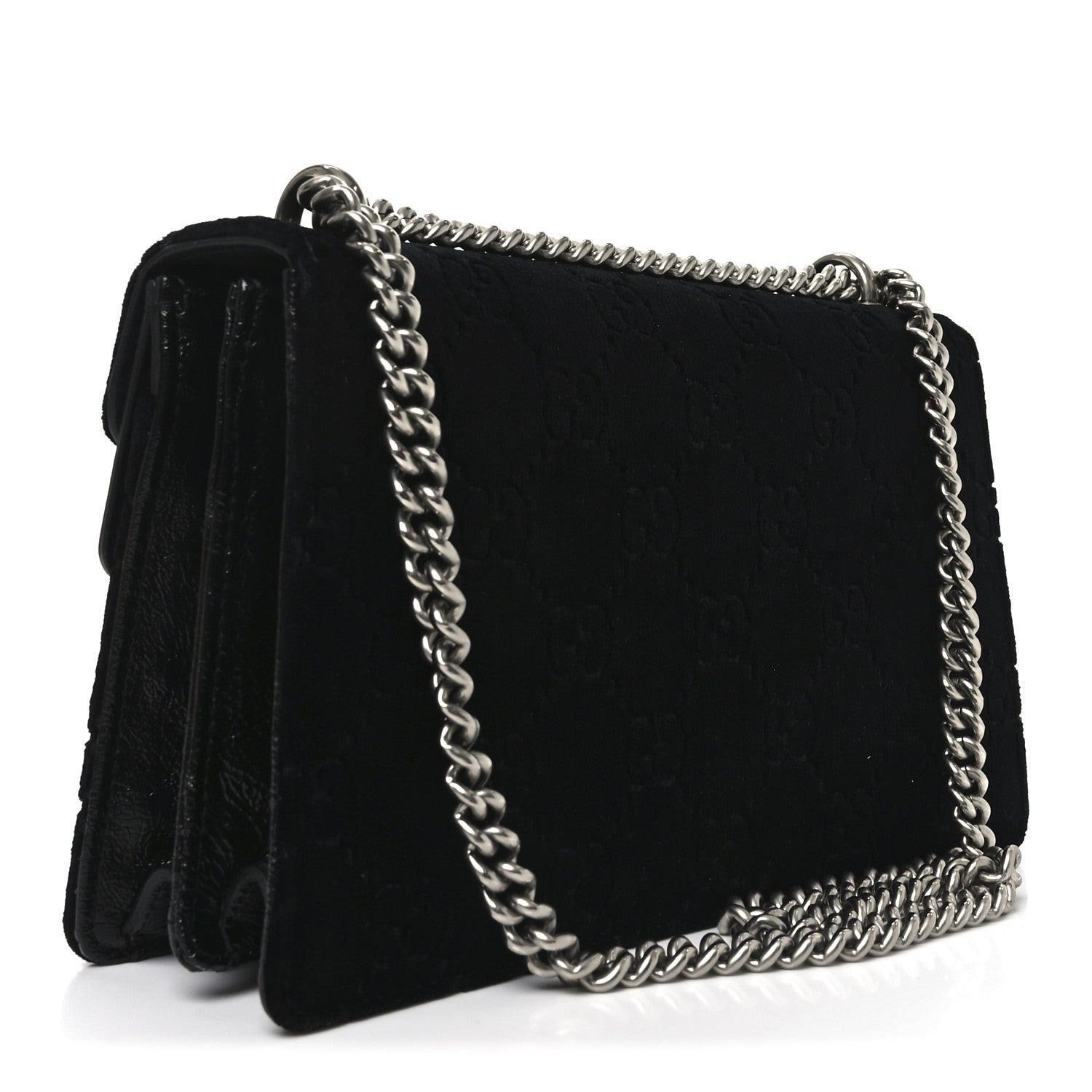 Velvet GG Monogram Small Dionysus Shoulder Bag Black