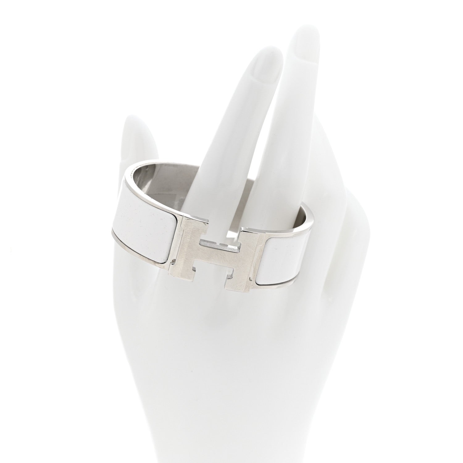 Enamel Wide Clic Clac H Bracelet PM White