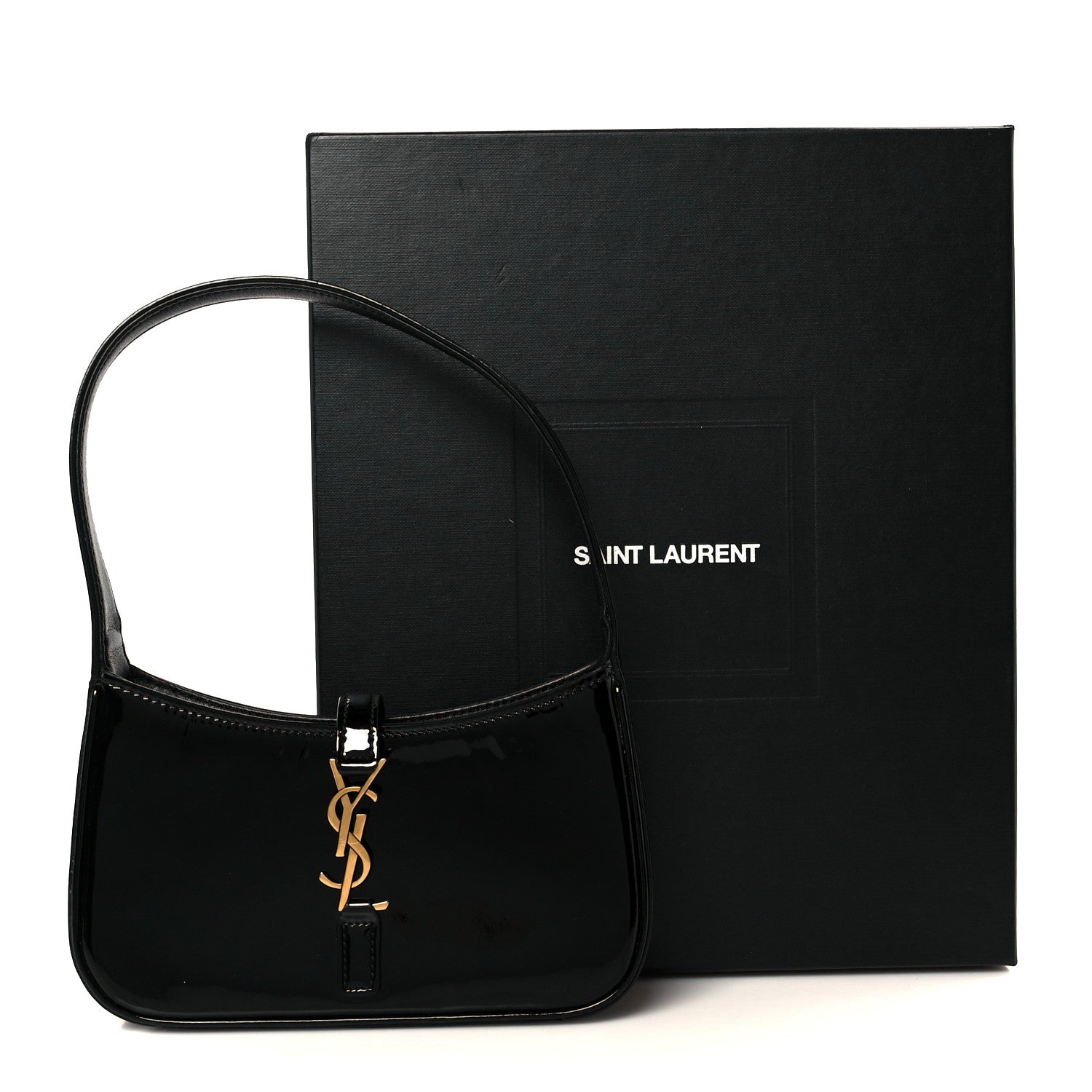 Patent Calfskin Le 5 A 7 Mini Hobo Black