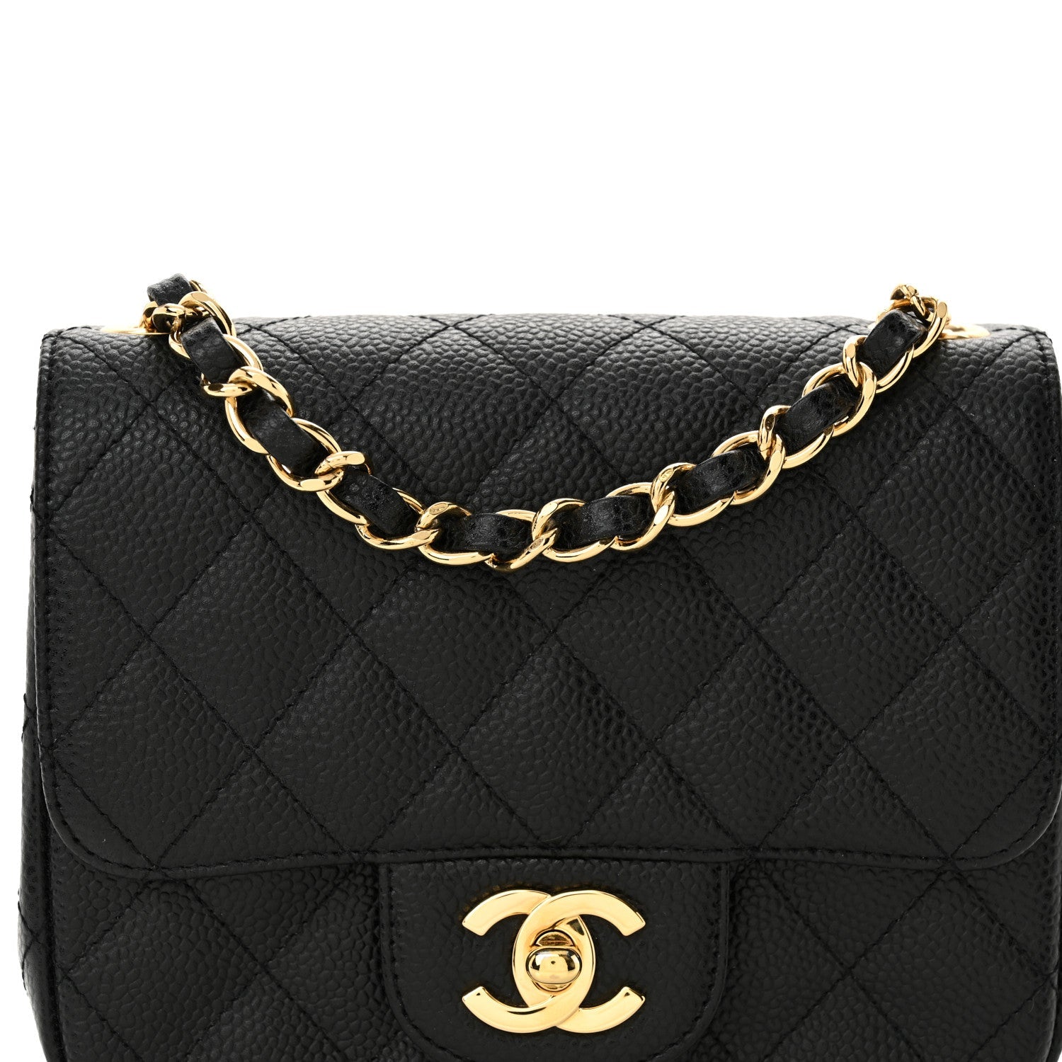 Caviar Quilted Mini Square Flap Black