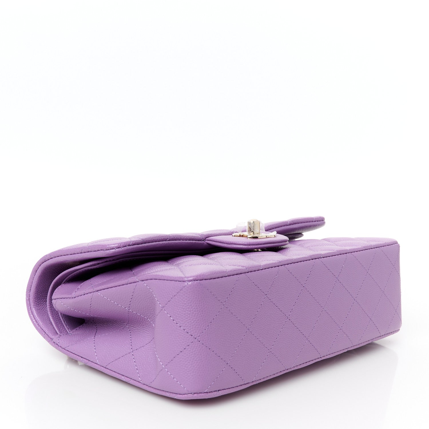 Caviar Quilted Small Double Flap Purple