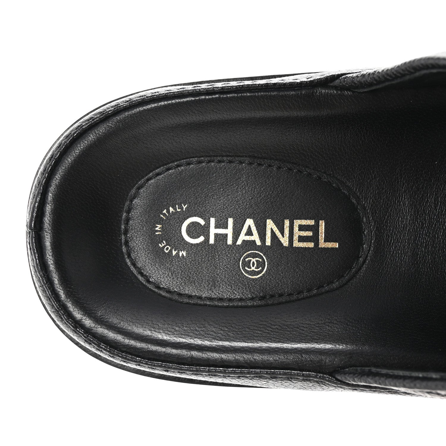 Grained Calfskin Quilted Velcro Dad Chain CC Slide Sandals 40 Black