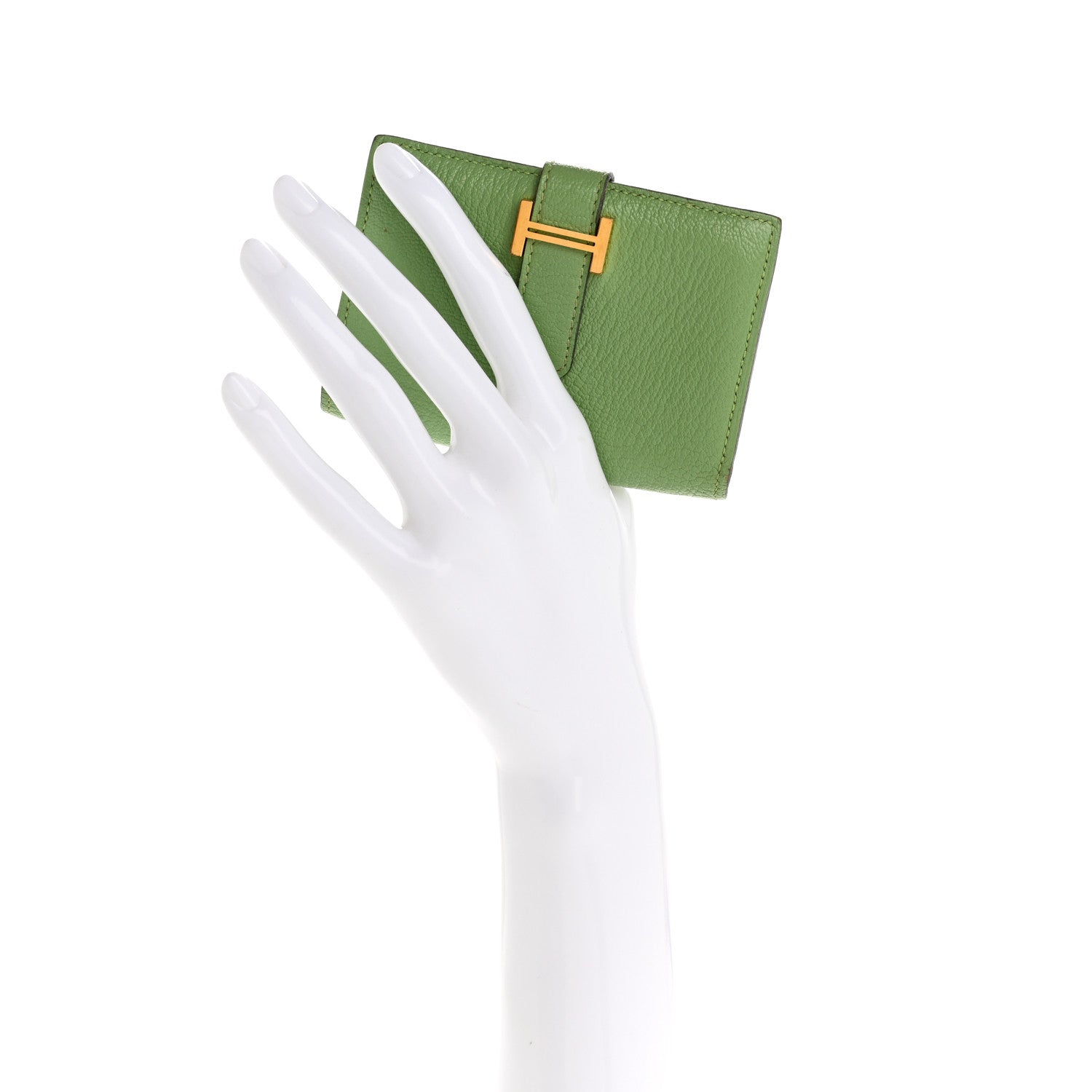 Chevre Mysore Bearn Card Holder Wallet Vert Criquet