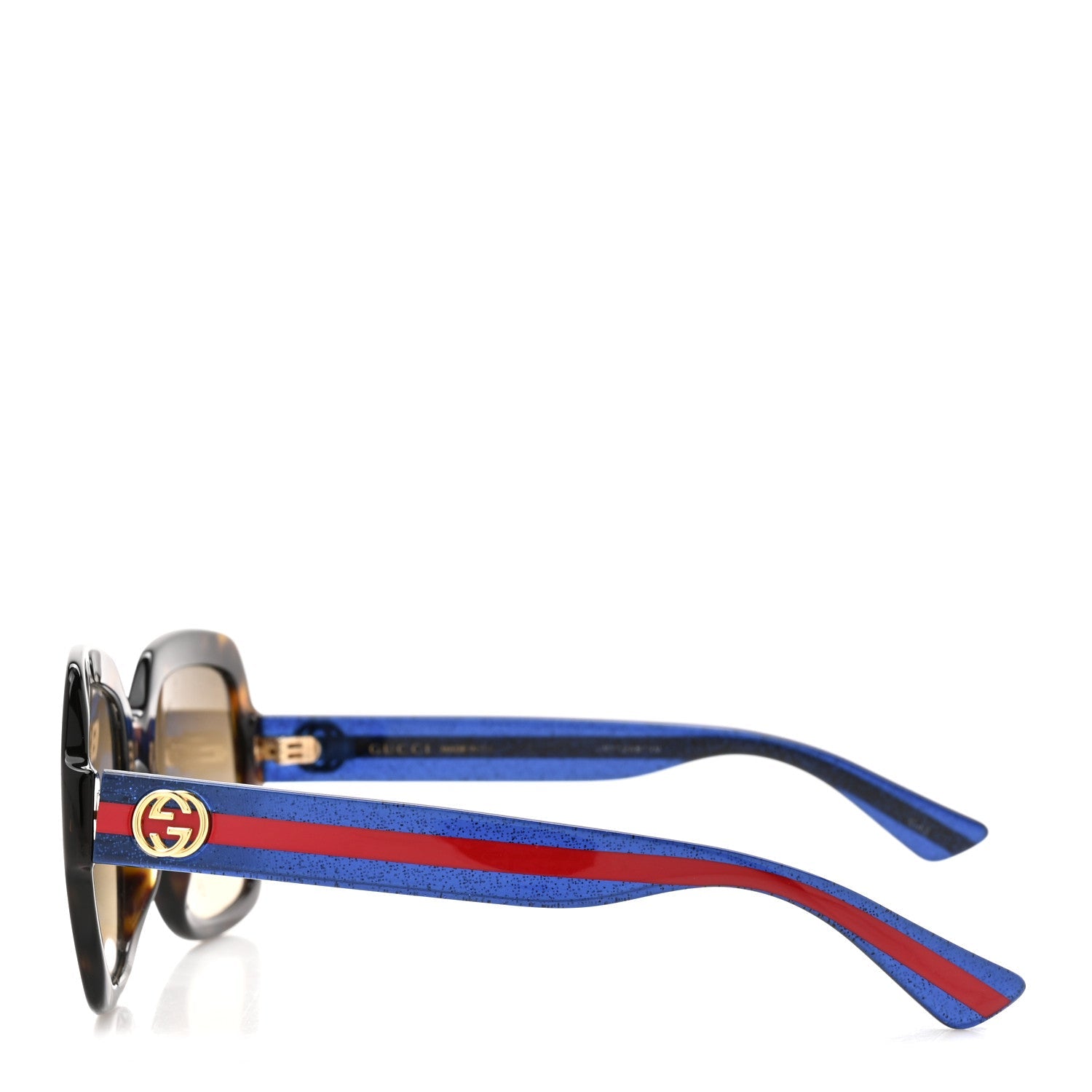 Acetate Square Frame Web Glitter Sunglasses GG0036S Brown Blue