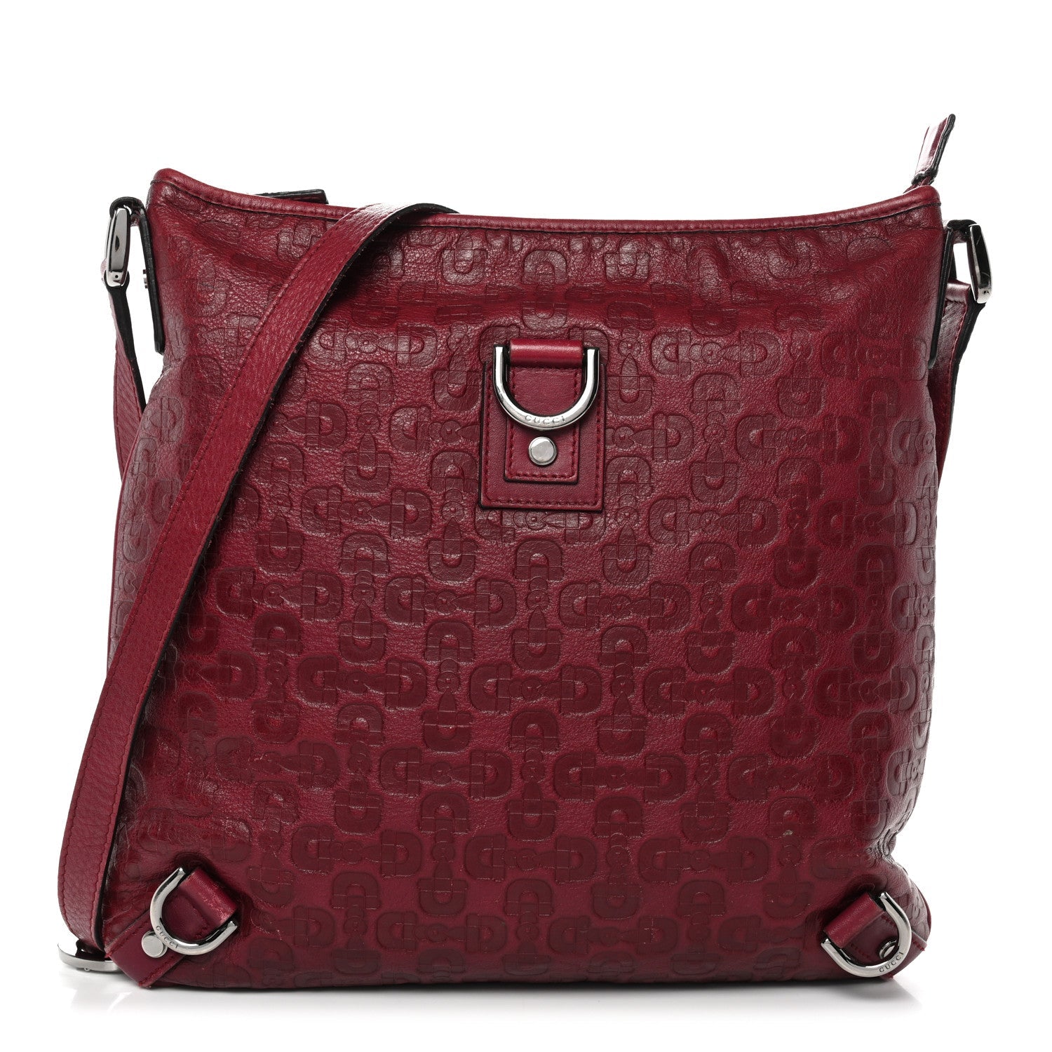 Calfskin Horsebit Embossed Abbey Messenger Red