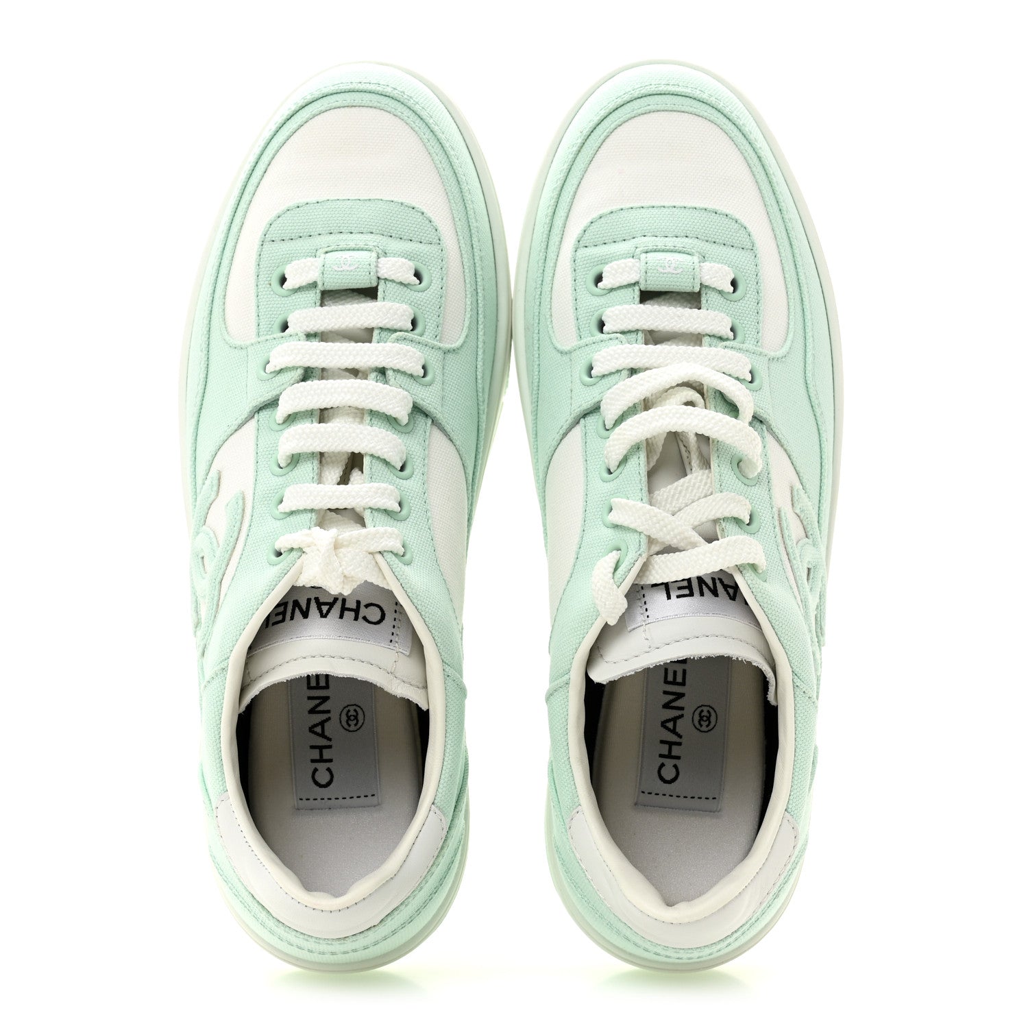 Cotton Sneakers 38.5 Light Turquoise White