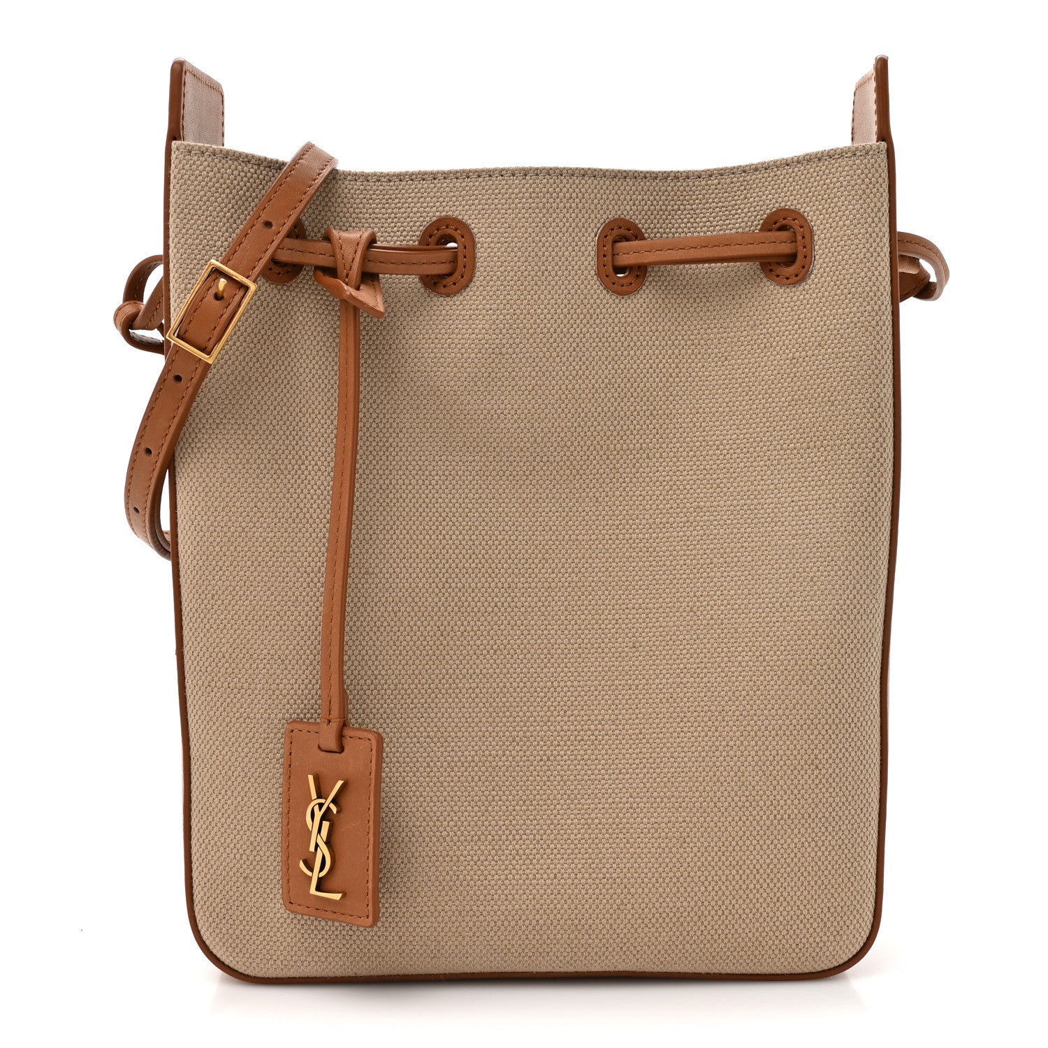Canvas Calfskin Small Bucket Bag Desert Dust Brick