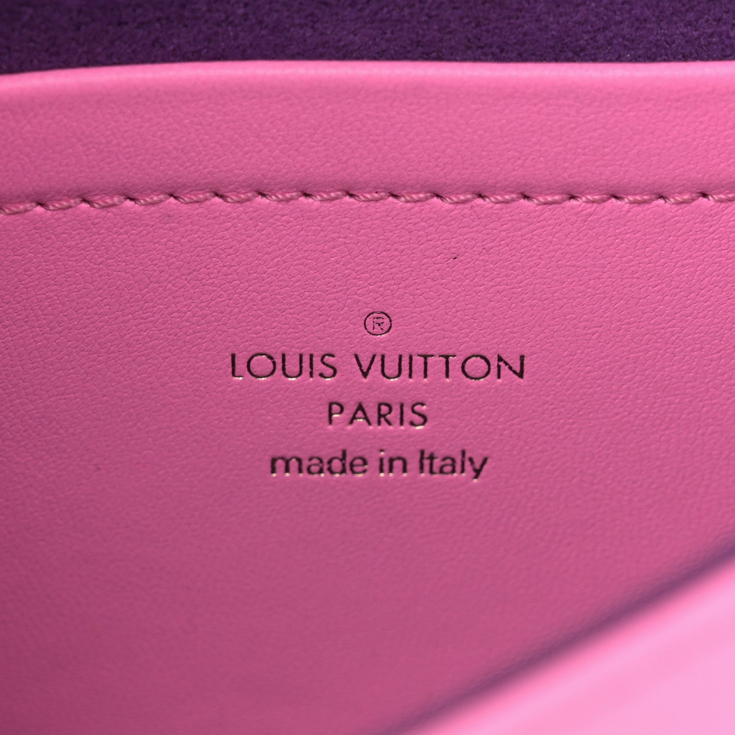 Lambskin Embossed Monogram Vuittamins Pochette Coussin Rose Violet
