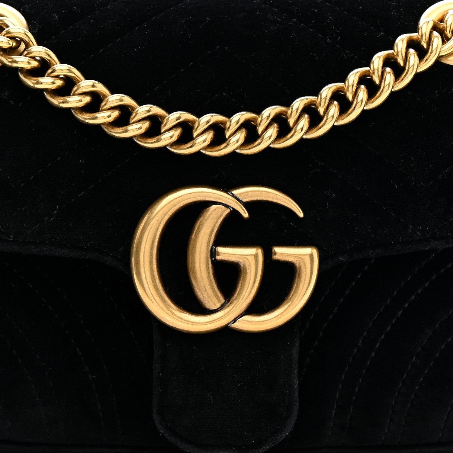 Velvet Matelasse Mini GG Marmont Shoulder Bag Black