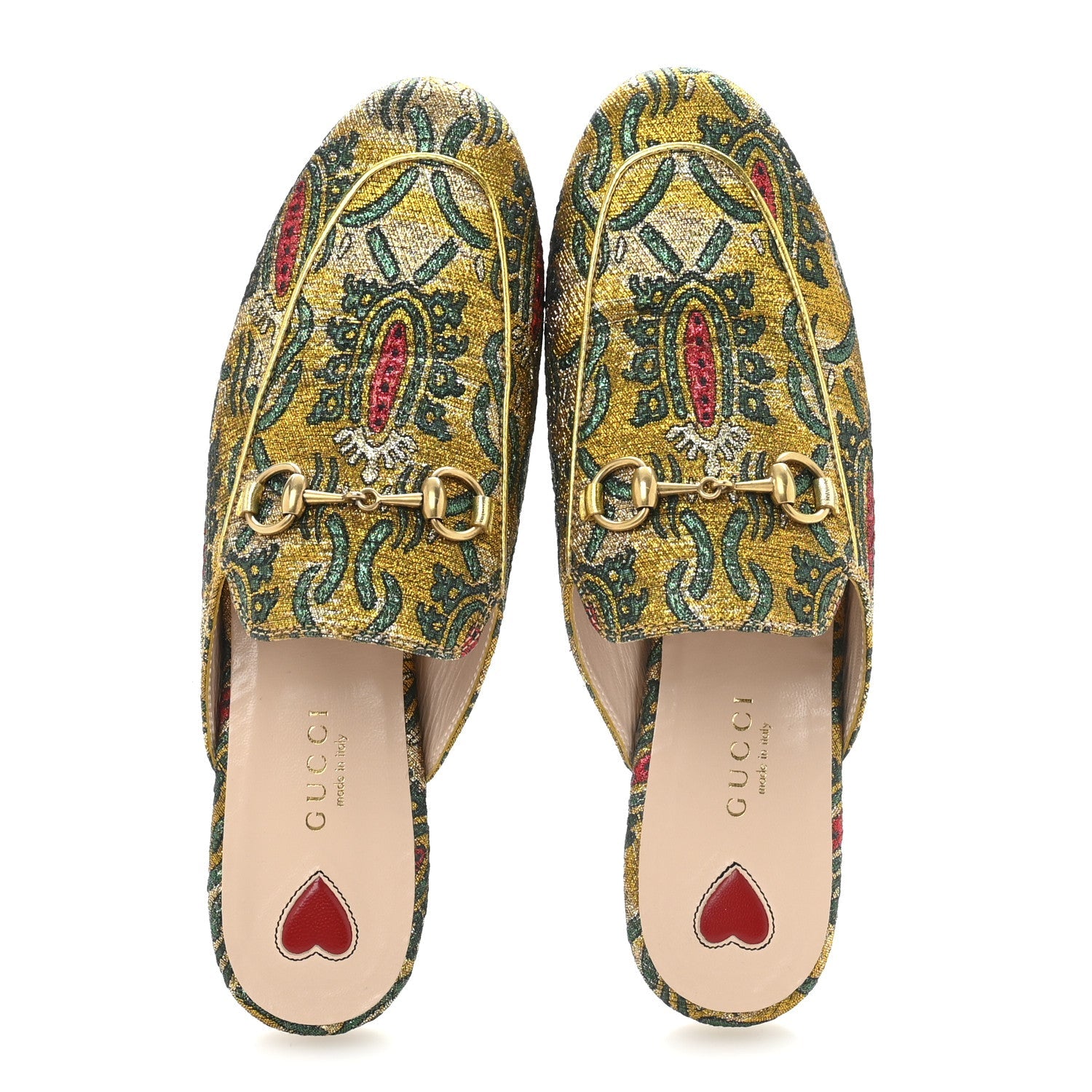 Iridescent Brocade Womens Princetown Slippers 36 Gold Multicolor