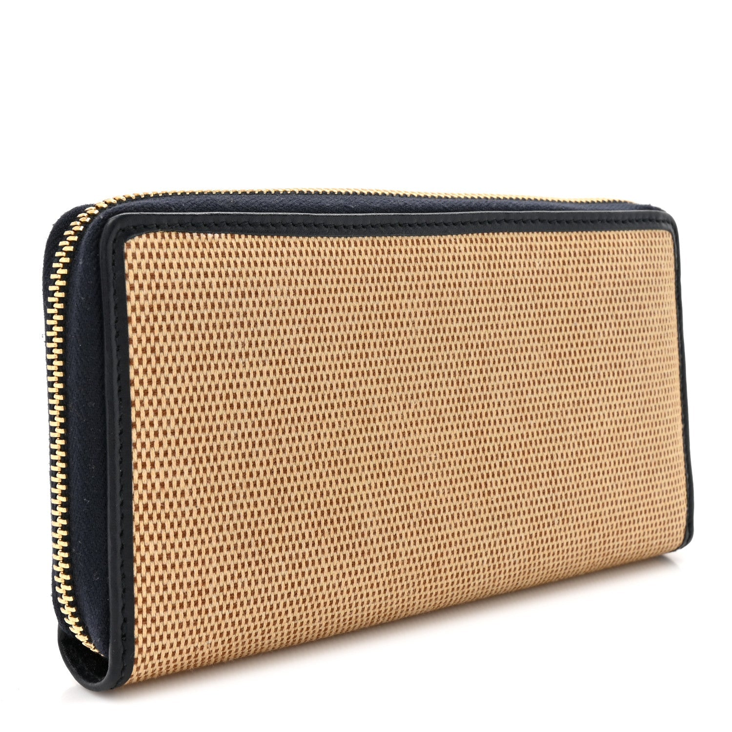 Canvas Azalea Calfskin Horsebit 1955 Zip Around Wallet Beige Blue