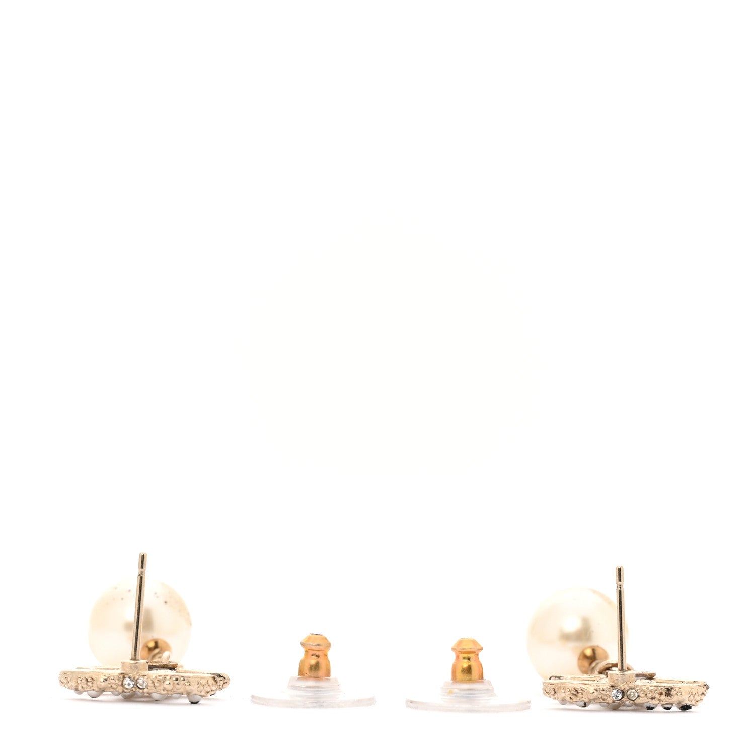 Crystal Pearl CC Drop Earrings Gold